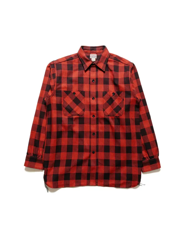 The Real McCoy's MS23104 8HU Twisted-Yarn Buffalo Check Flannel Shirt Red/Black sold by Lost & Found