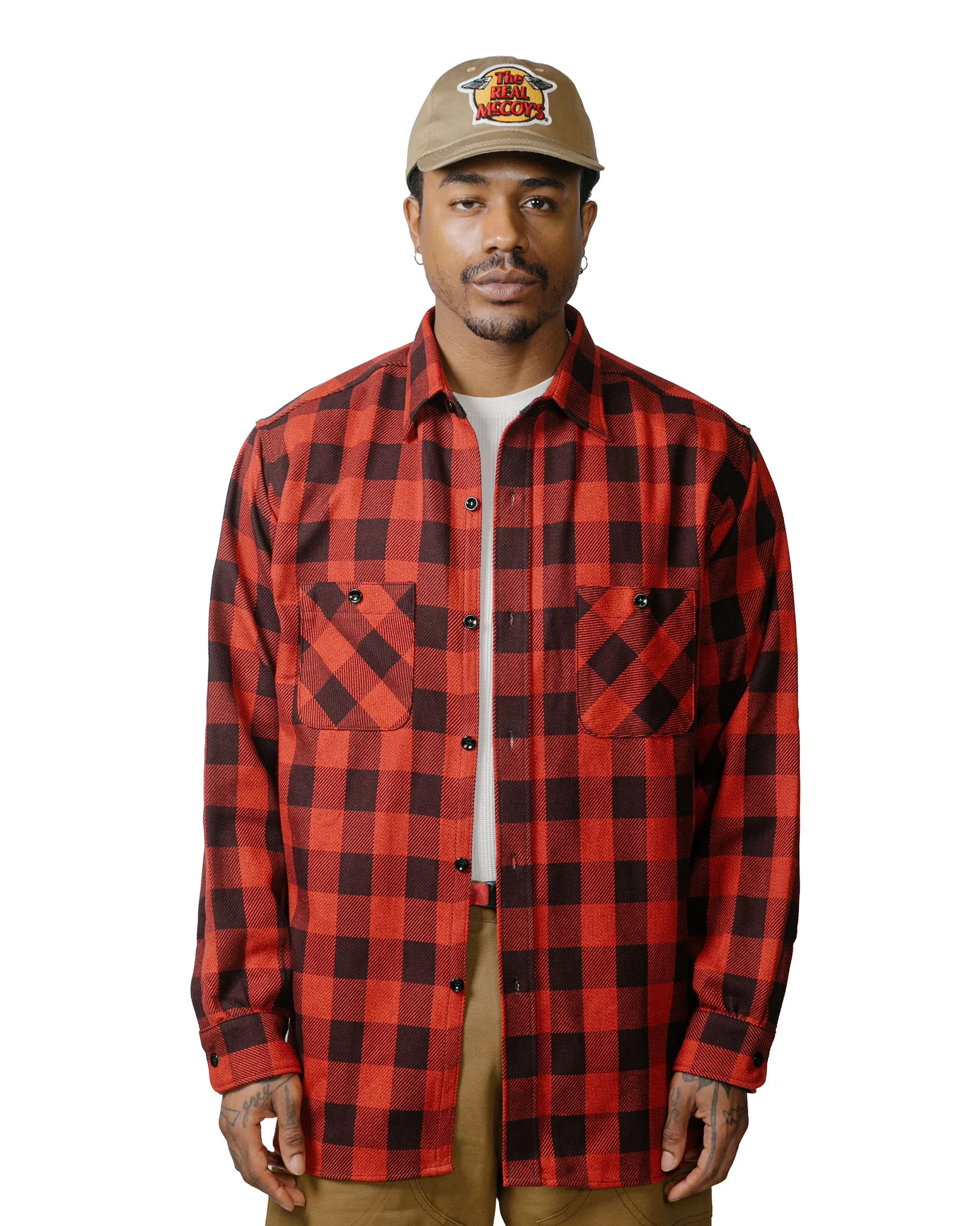 The Real McCoy's MS23104 8HU Twisted-Yarn Buffalo Check Flannel Shirt Red/Black sold by Lost & Found product image thumbnail 2