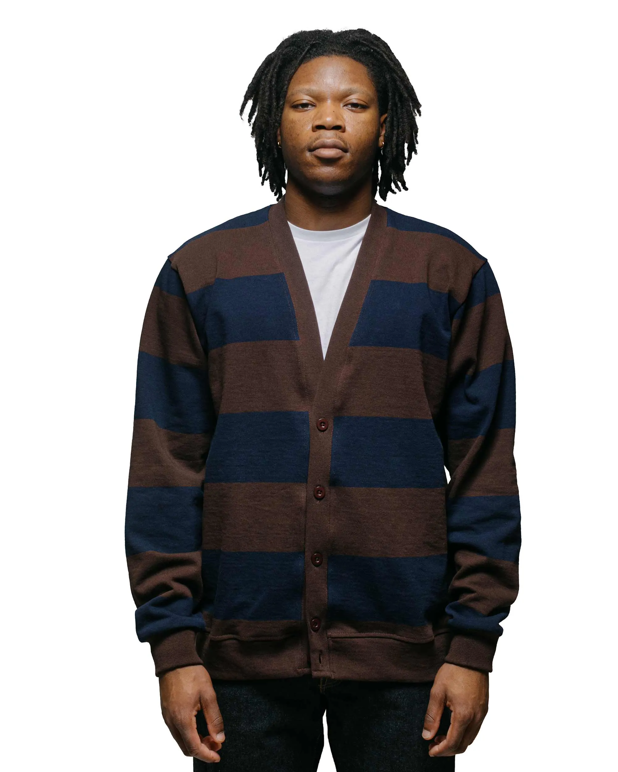 Lost & Found Classic Cardigan Navy/Brown sold by Lost & Found product image thumbnail 2