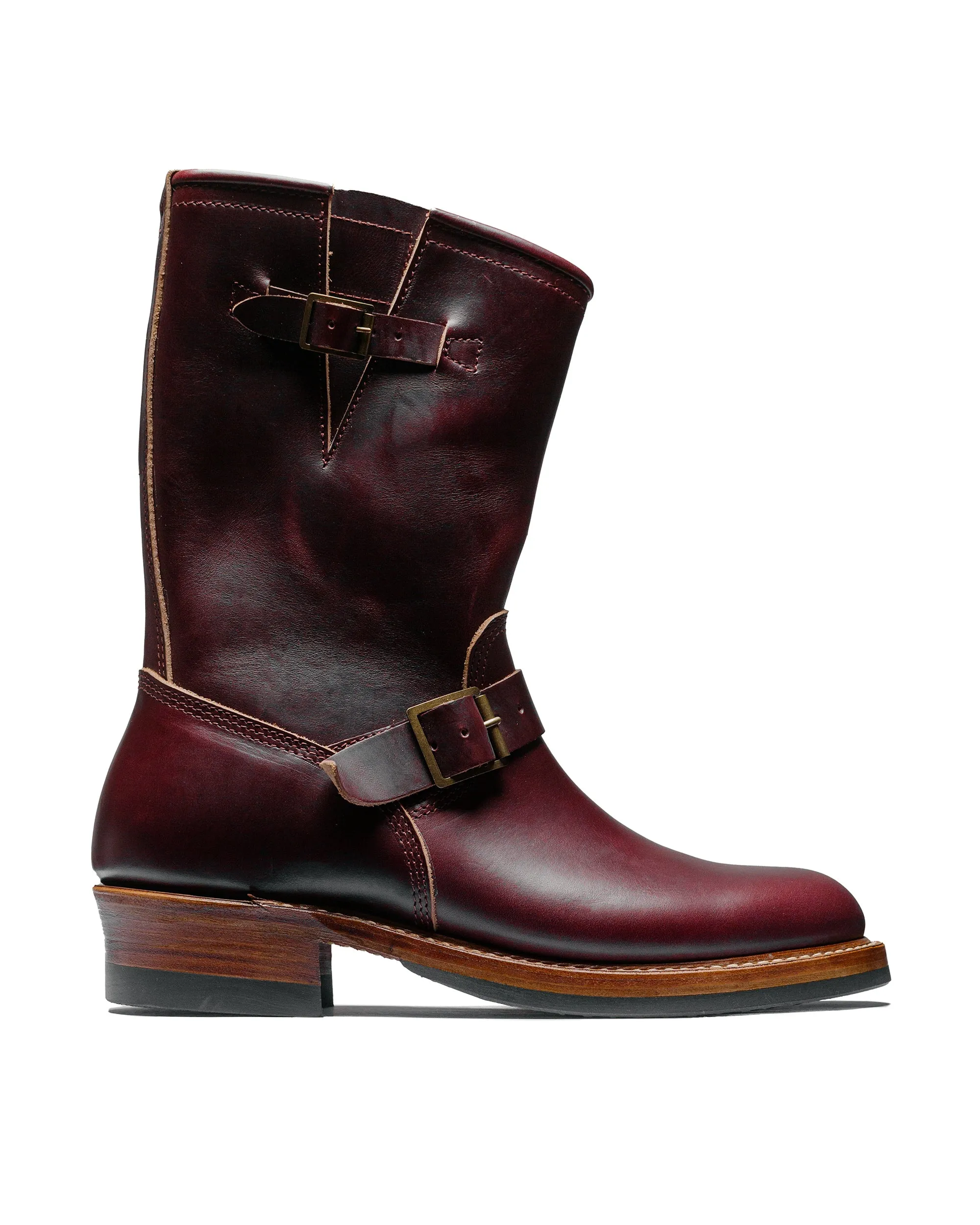 John Lofgren Bootmaker Wabash Engineer Boots Horween CXL Burgundy sold by Lost & Found