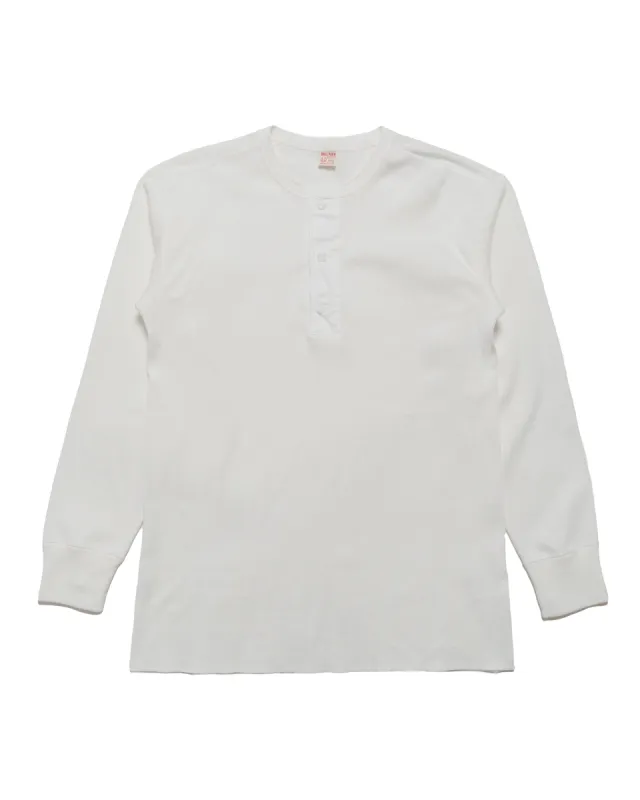 The Real McCoy's MC23111 Union Henley Undershirt L/S White sold by Lost & Found
