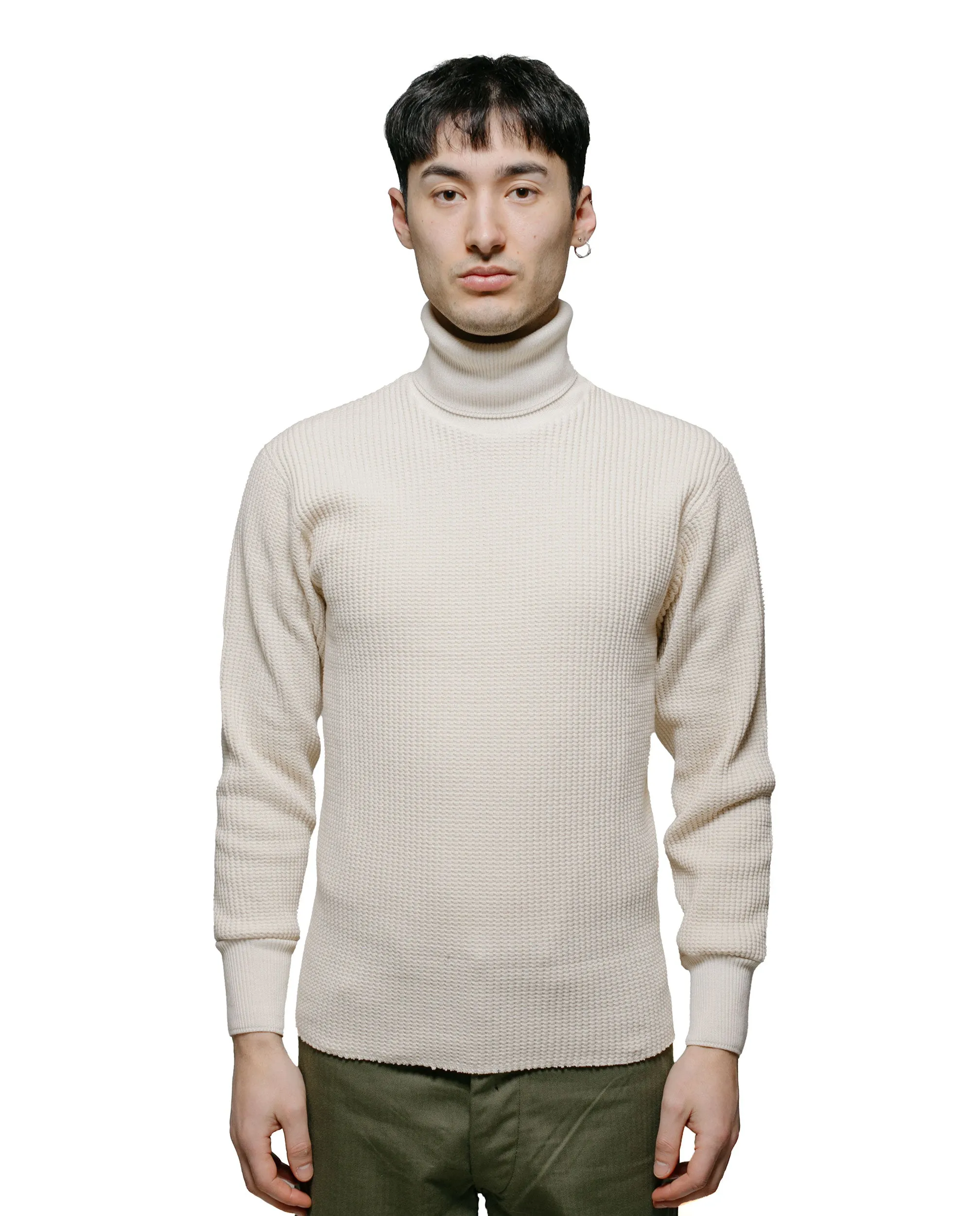 The Real McCoy's MC23110 High Neck Thermal Shirt Ecru sold by Lost & Found product image thumbnail 2