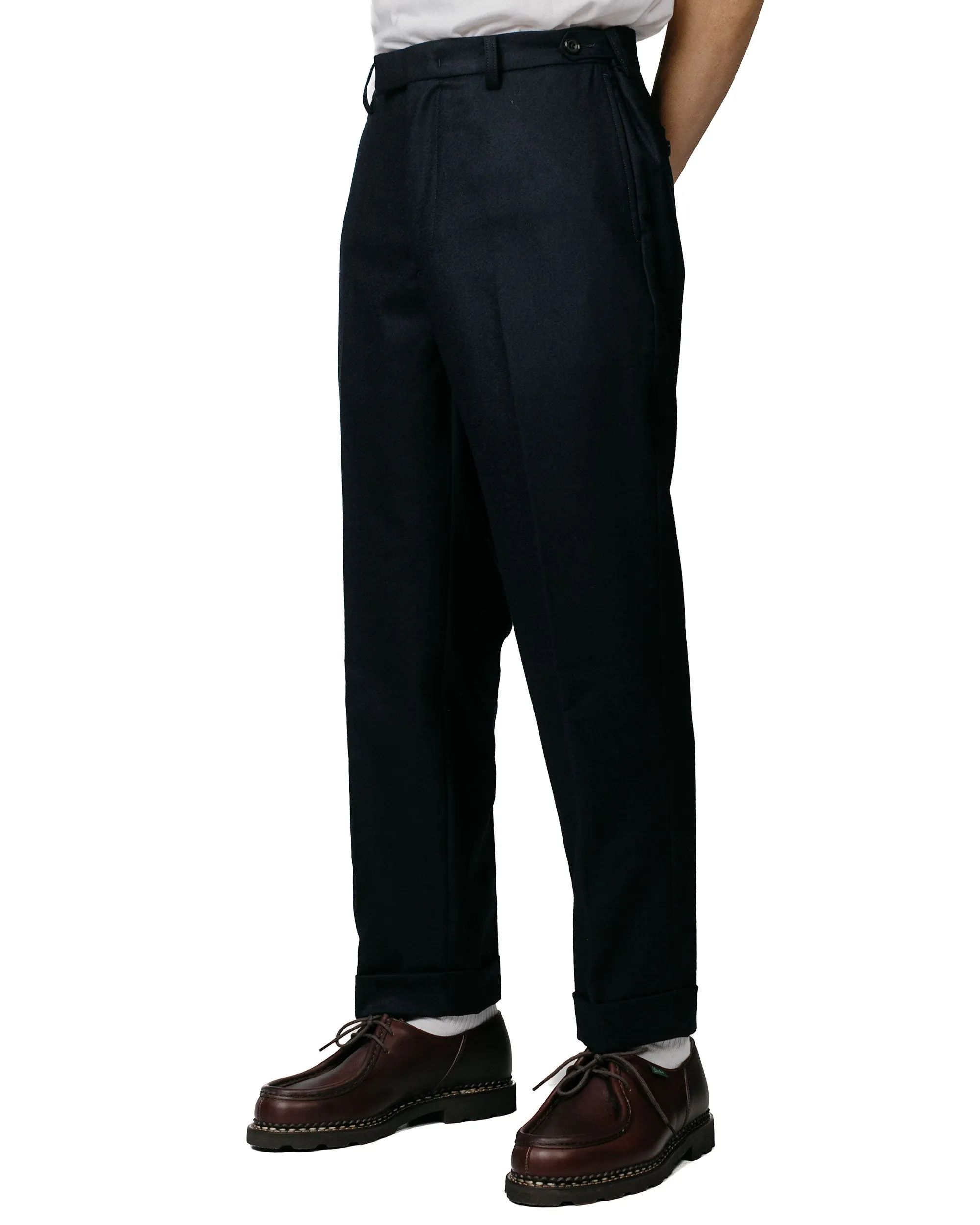 Beams Plus Ivy Trousers Ankle-Cut Flannel Navy sold by Lost & Found product image thumbnail 2