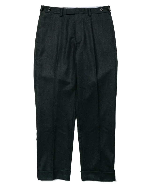 Beams Plus Ivy Trousers Ankle-Cut Flannel Charcoal Grey sold by Lost & Found