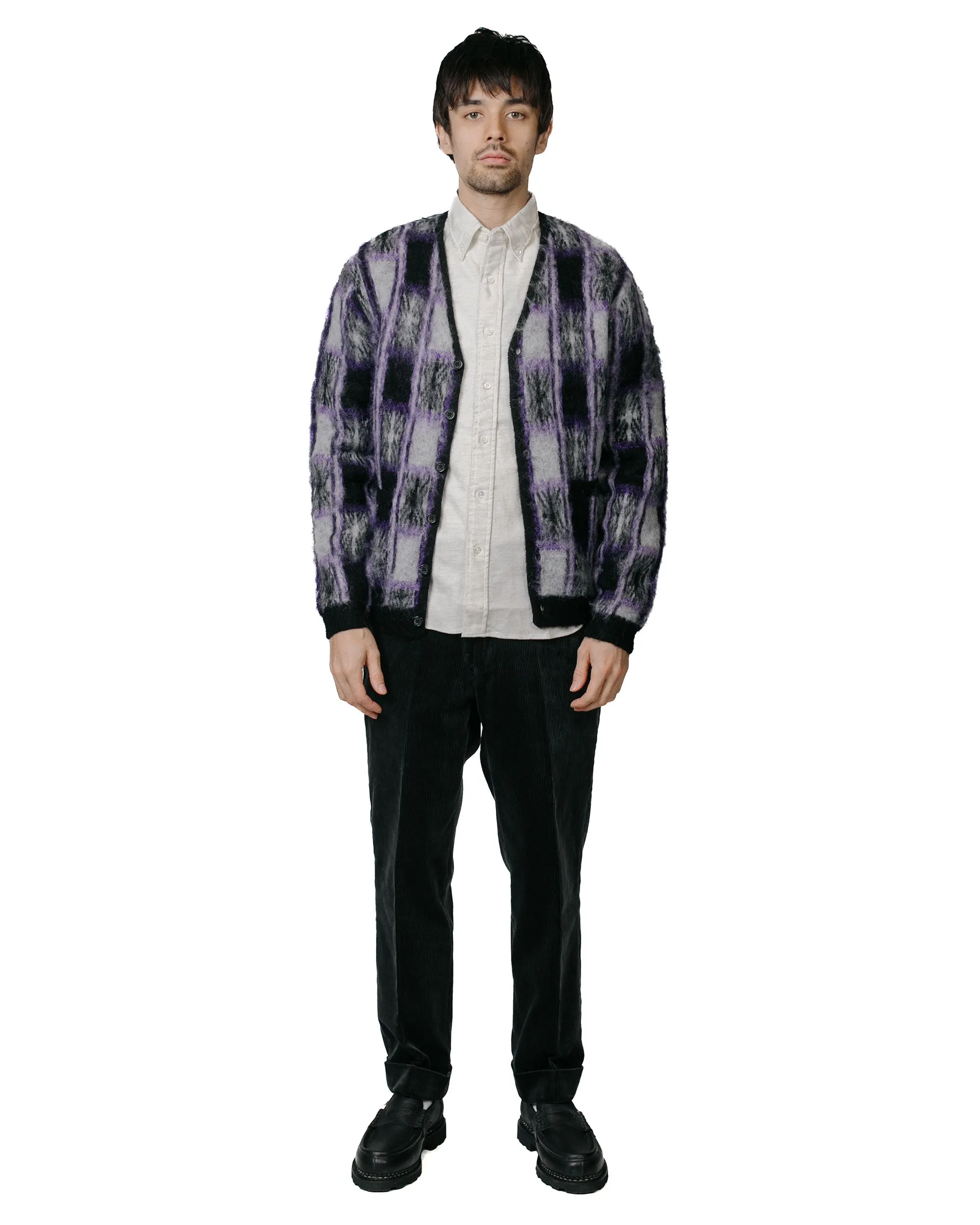 Beams Plus Cardigan Double Jacquard Check Pattern Black sold by Lost & Found product image thumbnail 4