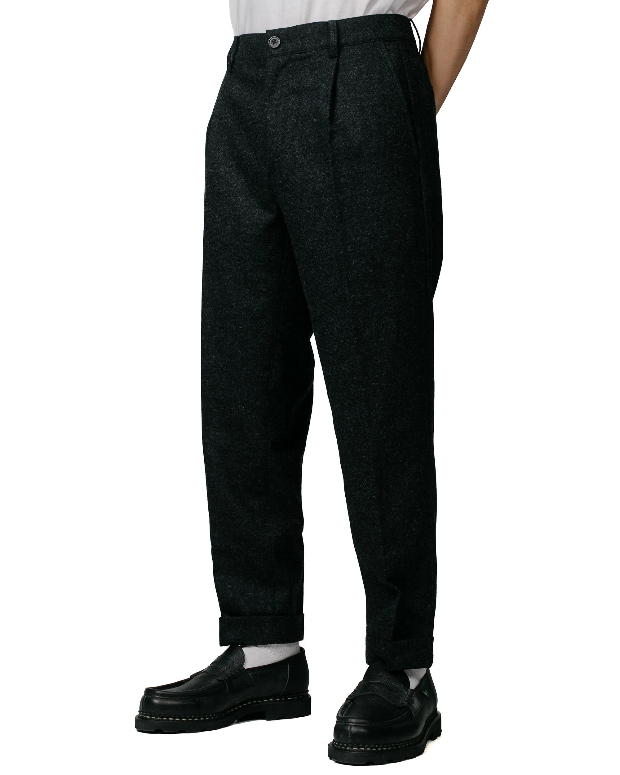 Beams Plus 1Pleat Wool Cashmere Charcoal Grey sold by Lost & Found product image thumbnail 2