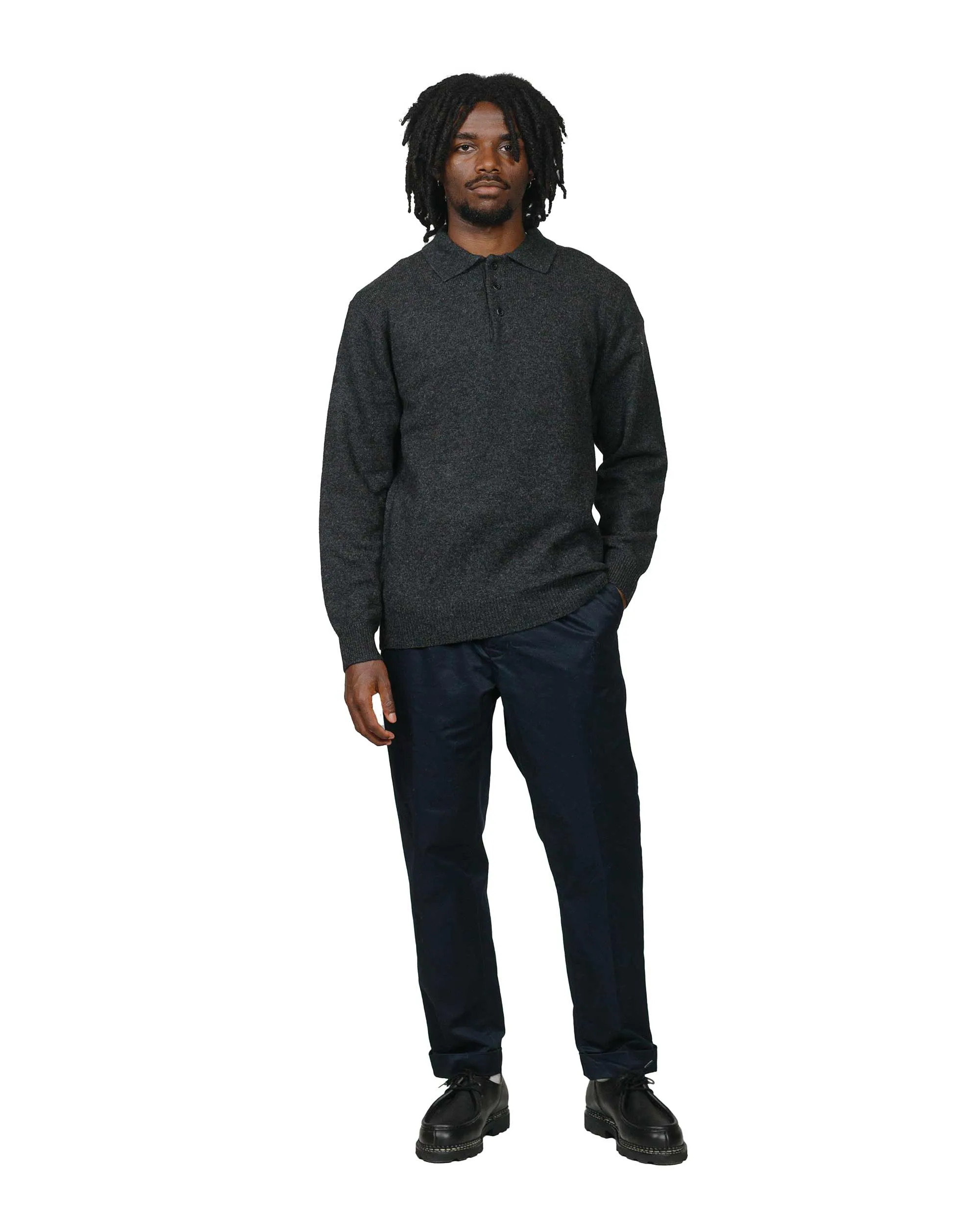 Beams Plus Knit Polo 9G Charcoal Grey sold by Lost & Found product image thumbnail 4