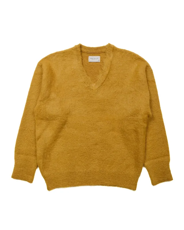 The Real McCoy's MC23109 JM Mohair V-Neck Sweater Mustard sold by Lost & Found