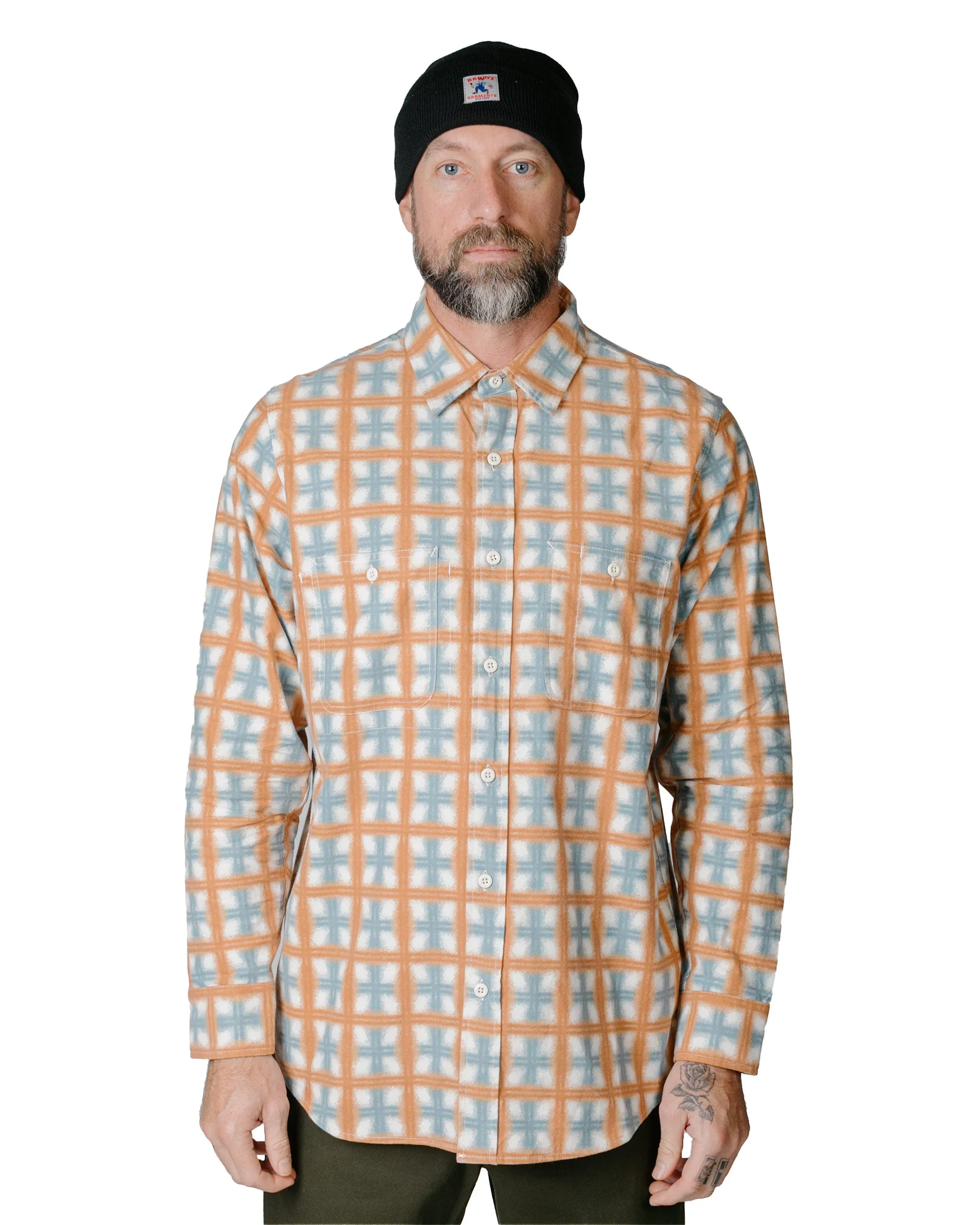 Randy's Garments 3-Pocket Work Shirt Brushed Poplin Stencil Plaid Natural sold by Lost & Found product image thumbnail 2