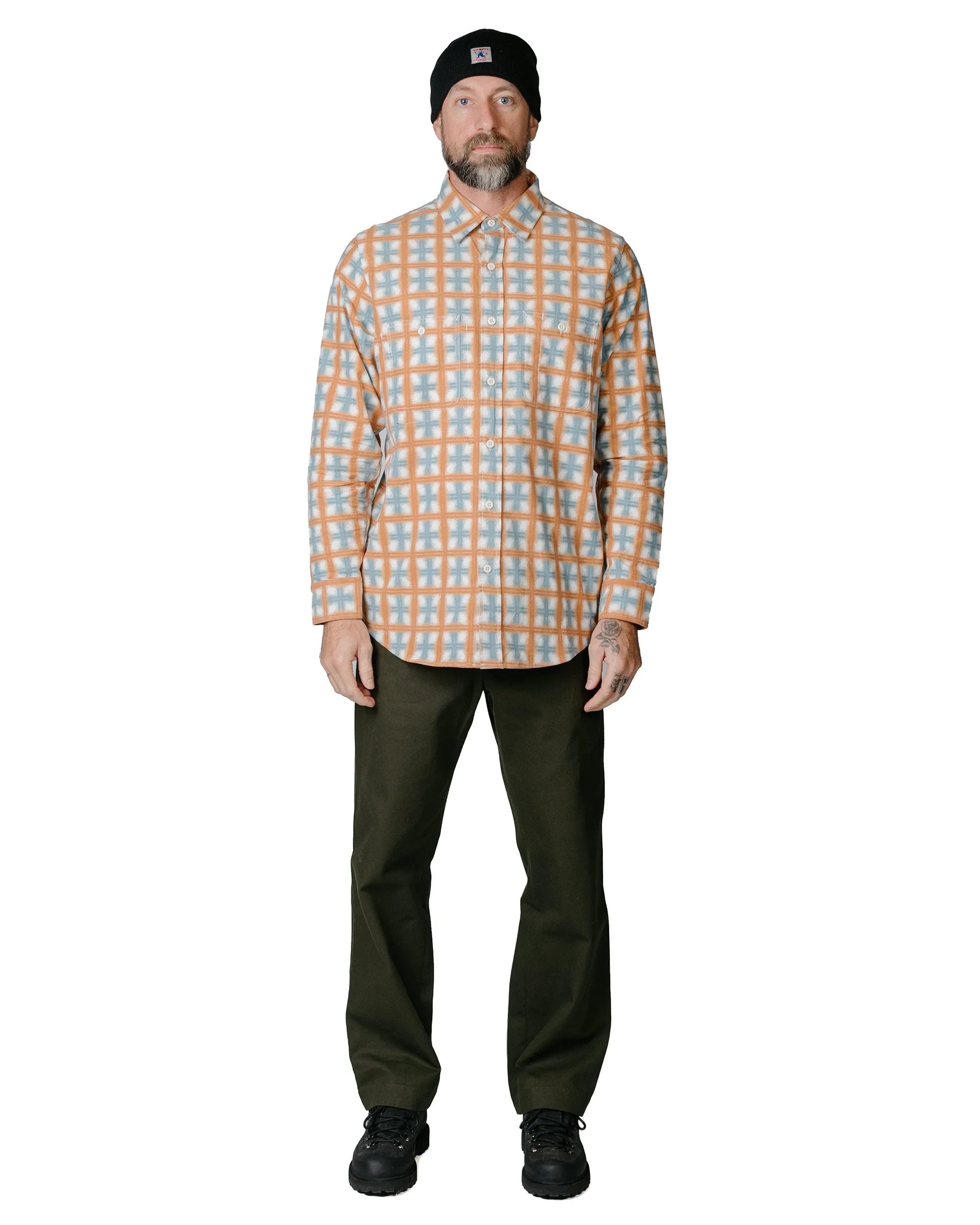 Randy's Garments 3-Pocket Work Shirt Brushed Poplin Stencil Plaid Natural sold by Lost & Found product image thumbnail 5