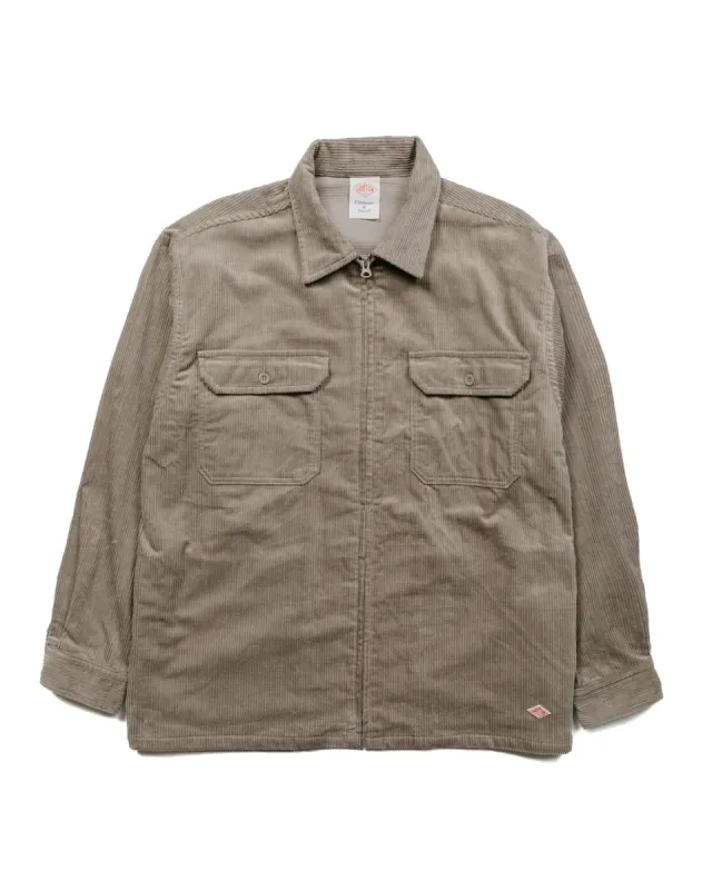 Danton Corduroy Zip Shirt Blouson Taupe Grey sold by Lost & Found