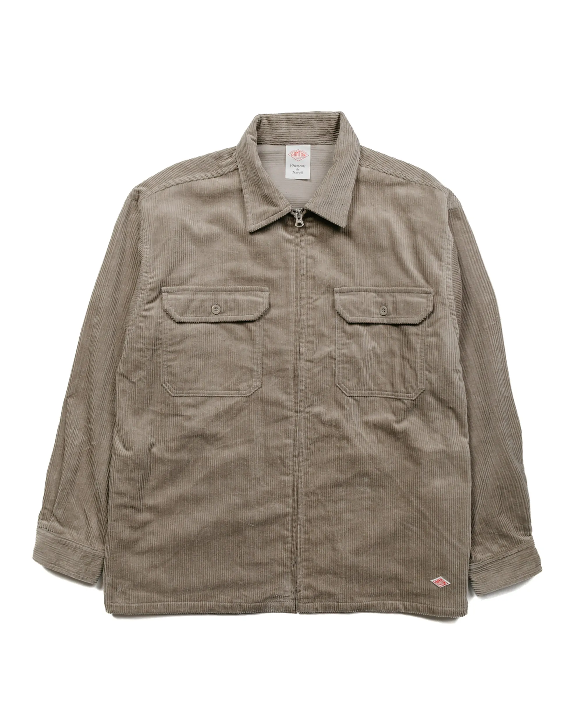 Danton Corduroy Zip Shirt Blouson Taupe Grey sold by Lost & Found