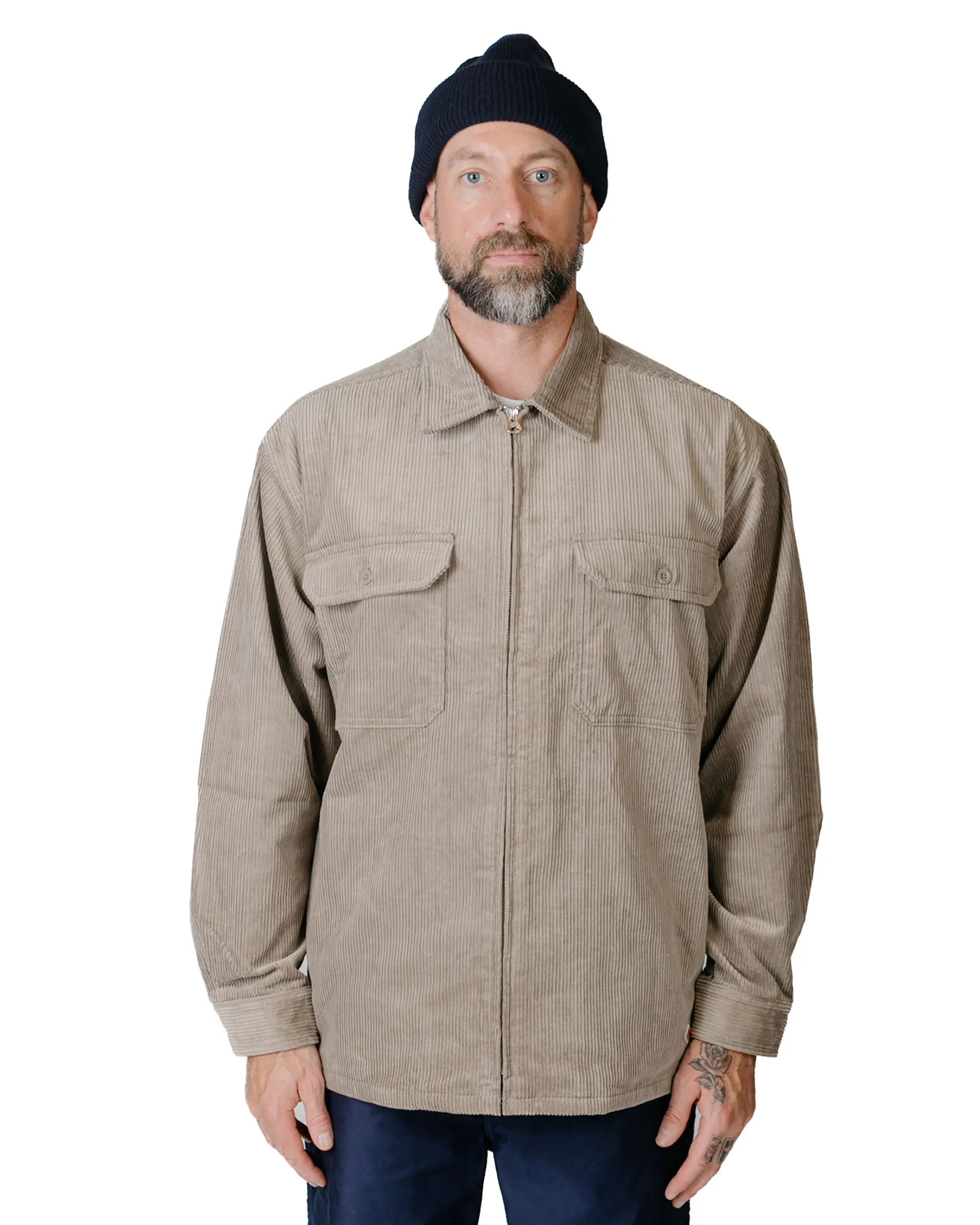 Danton Corduroy Zip Shirt Blouson Taupe Grey sold by Lost & Found product image thumbnail 2