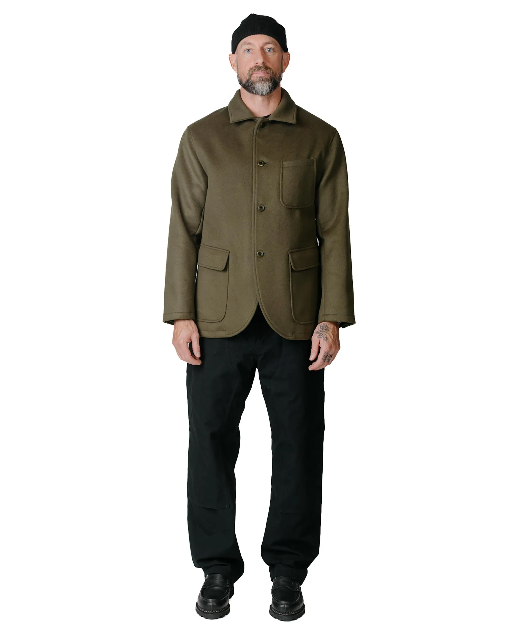 ts(s) Patch & Flap Pocket Shirt Collar Jacket Beaver Finished Super 100's Wool Double Cloth Olive sold by Lost & Found product image thumbnail 4