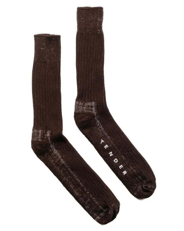 Tender Rib Calf Socks Cotton Hadal Brown sold by Lost & Found