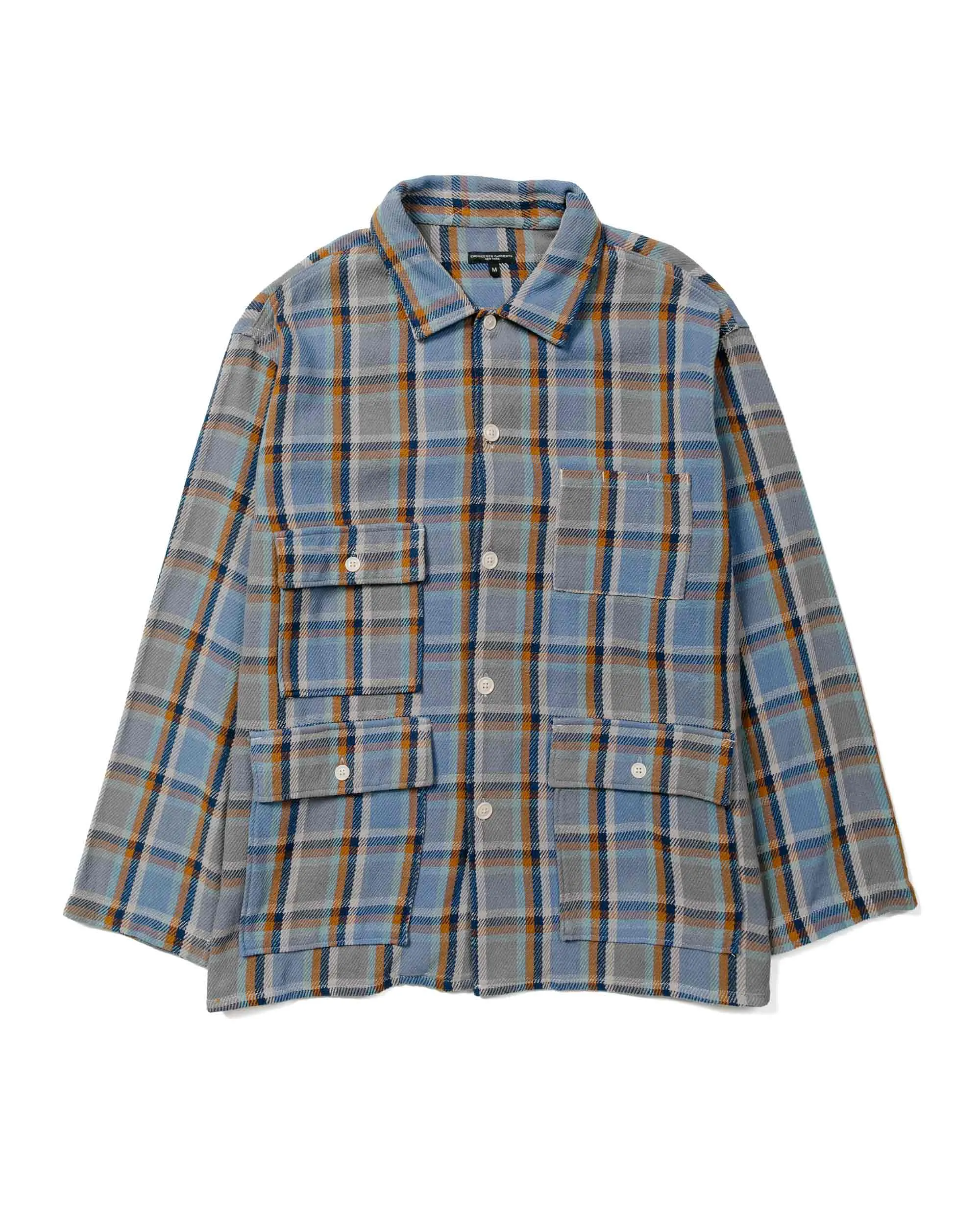 Engineered Garments BA Shirt Jacket Blue Cotton Heavy Twill Plaid sold by Lost & Found
