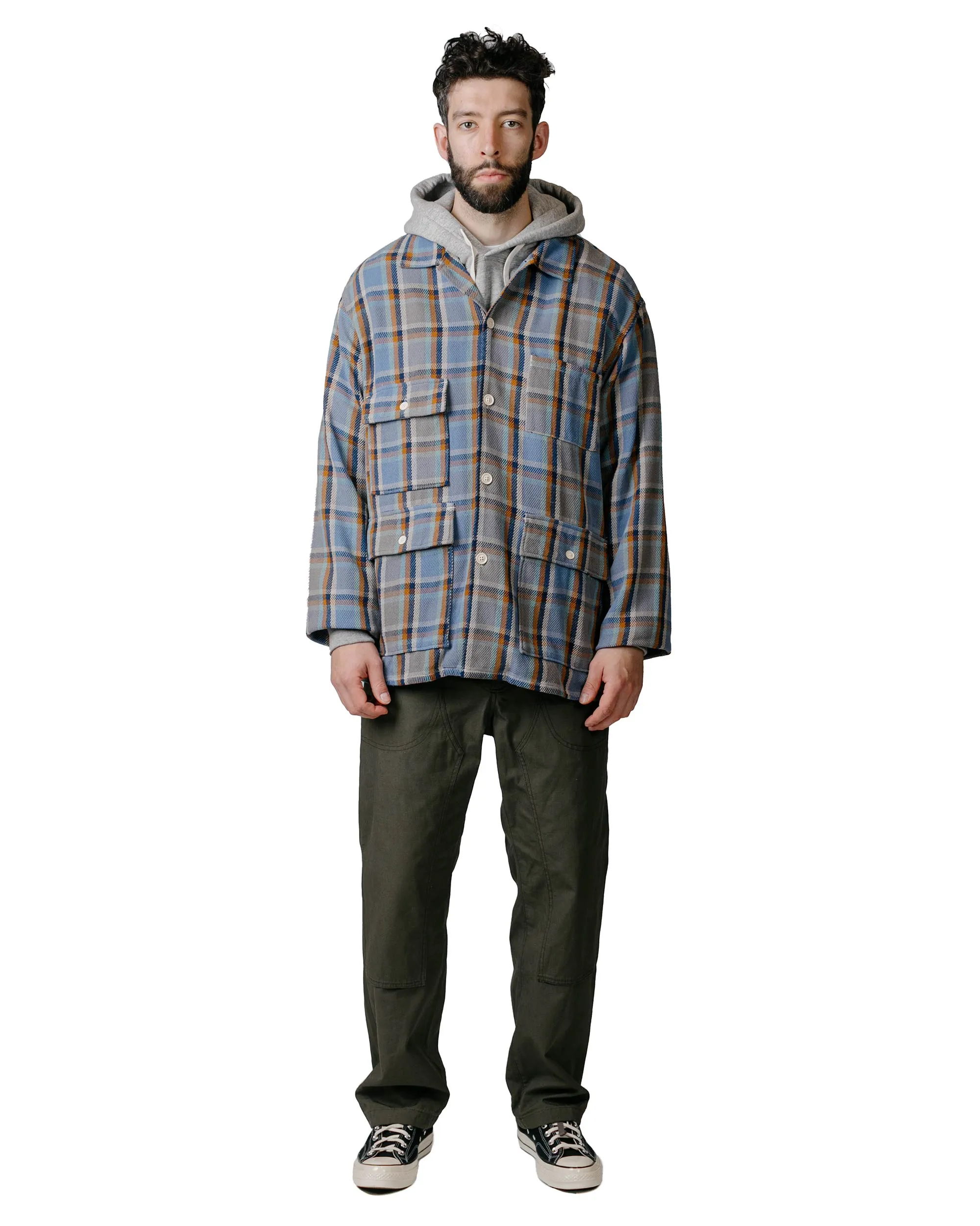 Engineered Garments BA Shirt Jacket Blue Cotton Heavy Twill Plaid sold by Lost & Found product image thumbnail 4