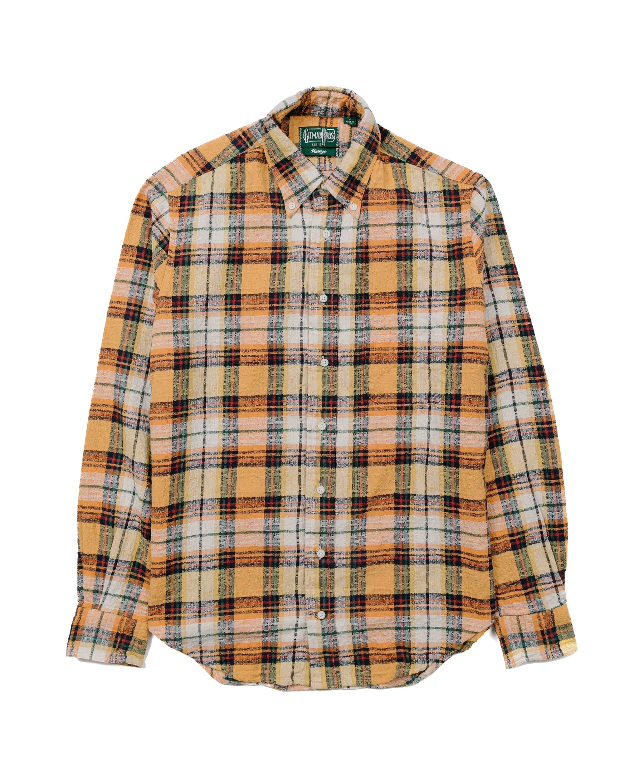 Gitman Vintage Bros. Orange Broken Dobby Plaid Shirt sold by Lost & Found