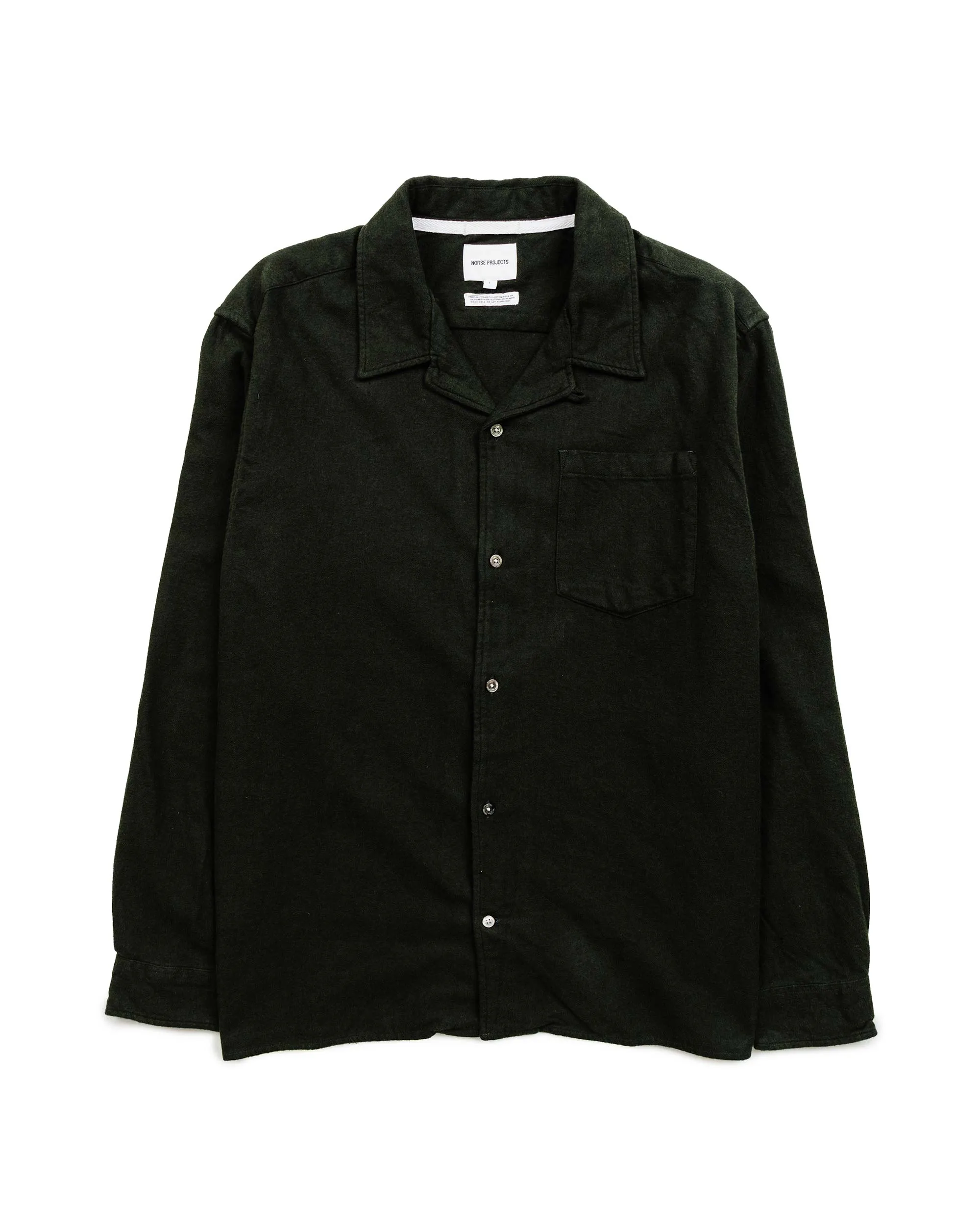 Norse Projects Carsten Organic Flannel Shirt LS Dark Green sold by Lost & Found