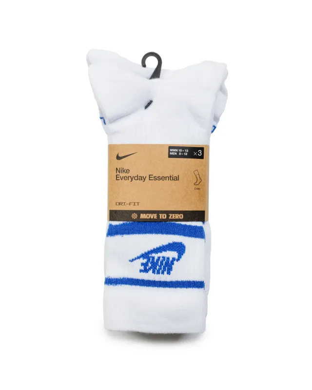 Nike Sportswear Everyday Essential Crew Socks White/Game Royal (3 Pack) sold by Lost & Found