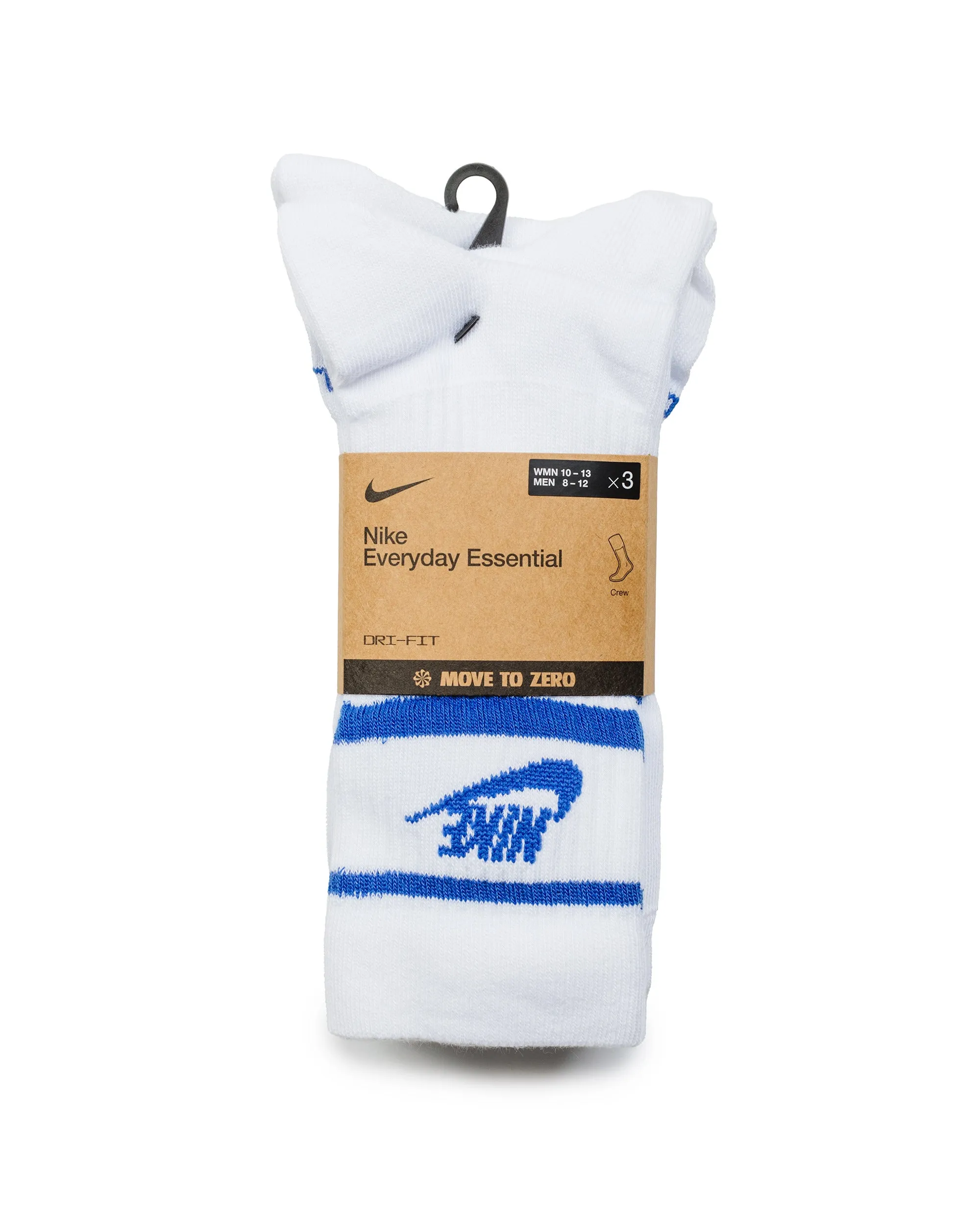 Nike Sportswear Everyday Essential Crew Socks White/Game Royal (3 Pack) sold by Lost & Found