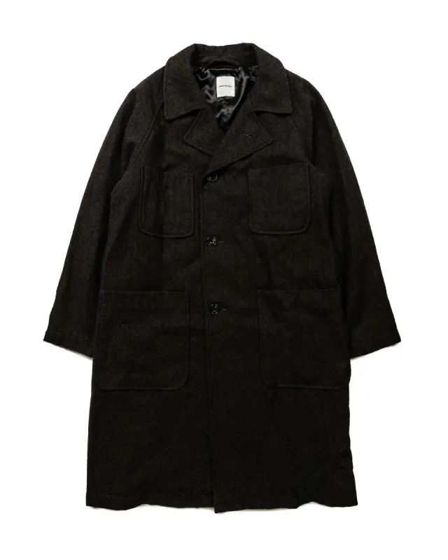 Sage de Cret Wool Twill Tumbler Balmacaan Coat With Belt Charcoal made by Lost & Found
