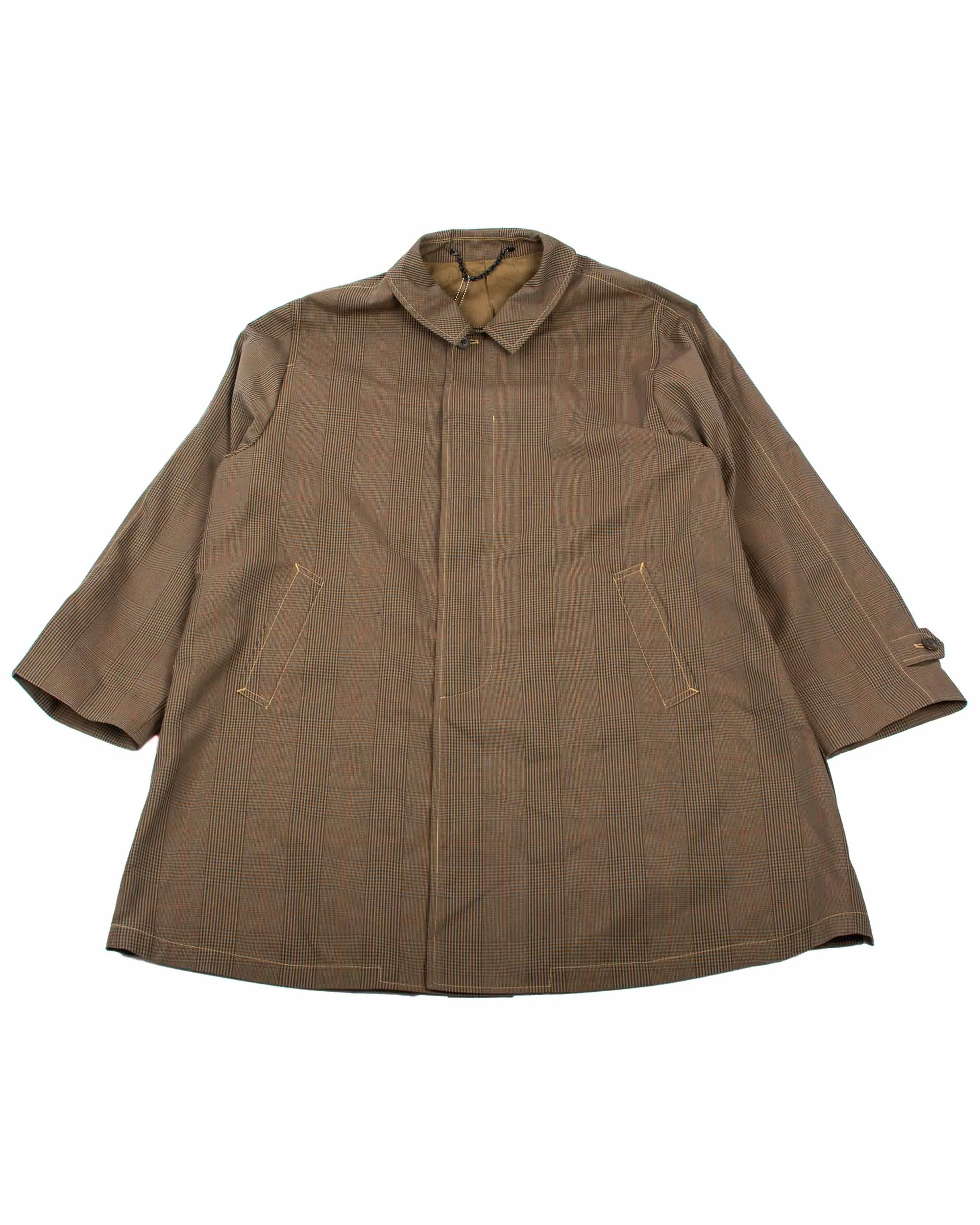 The Real McCoy's MJ22017 Plaid-Check Rain Weather Coat Brown sold by Lost & Found