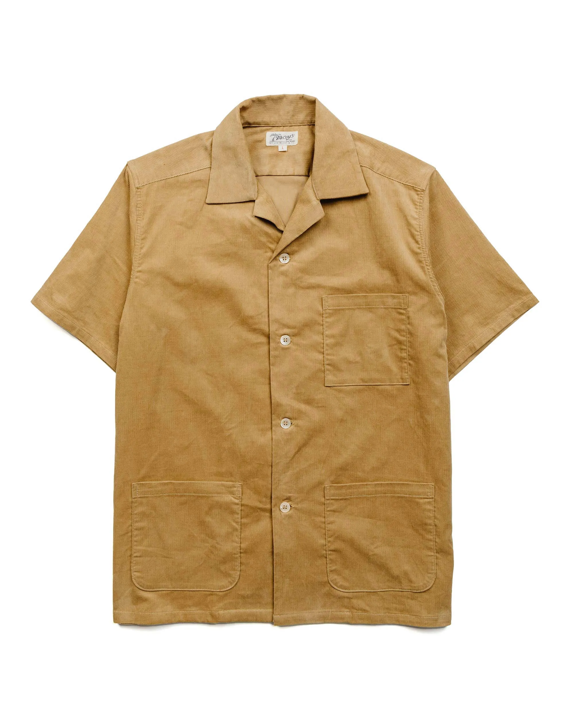 The Real McCoy's MS23007 Open Collar Resort S/S Shirt / Summer Corduroy Beige sold by Lost & Found