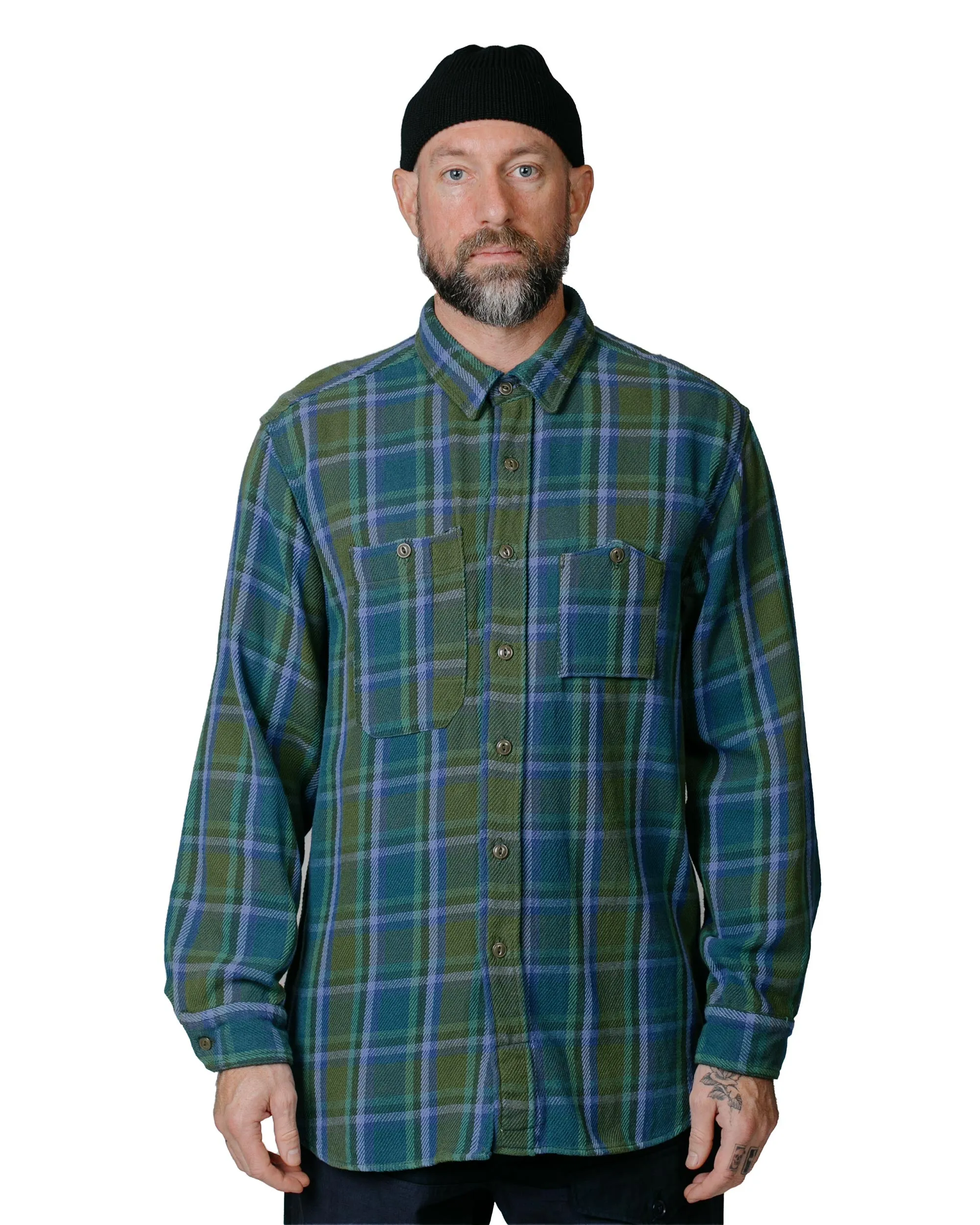 Engineered Garments Work Shirt Green Cotton Heavy Twill Plaid sold by Lost & Found product image thumbnail 2