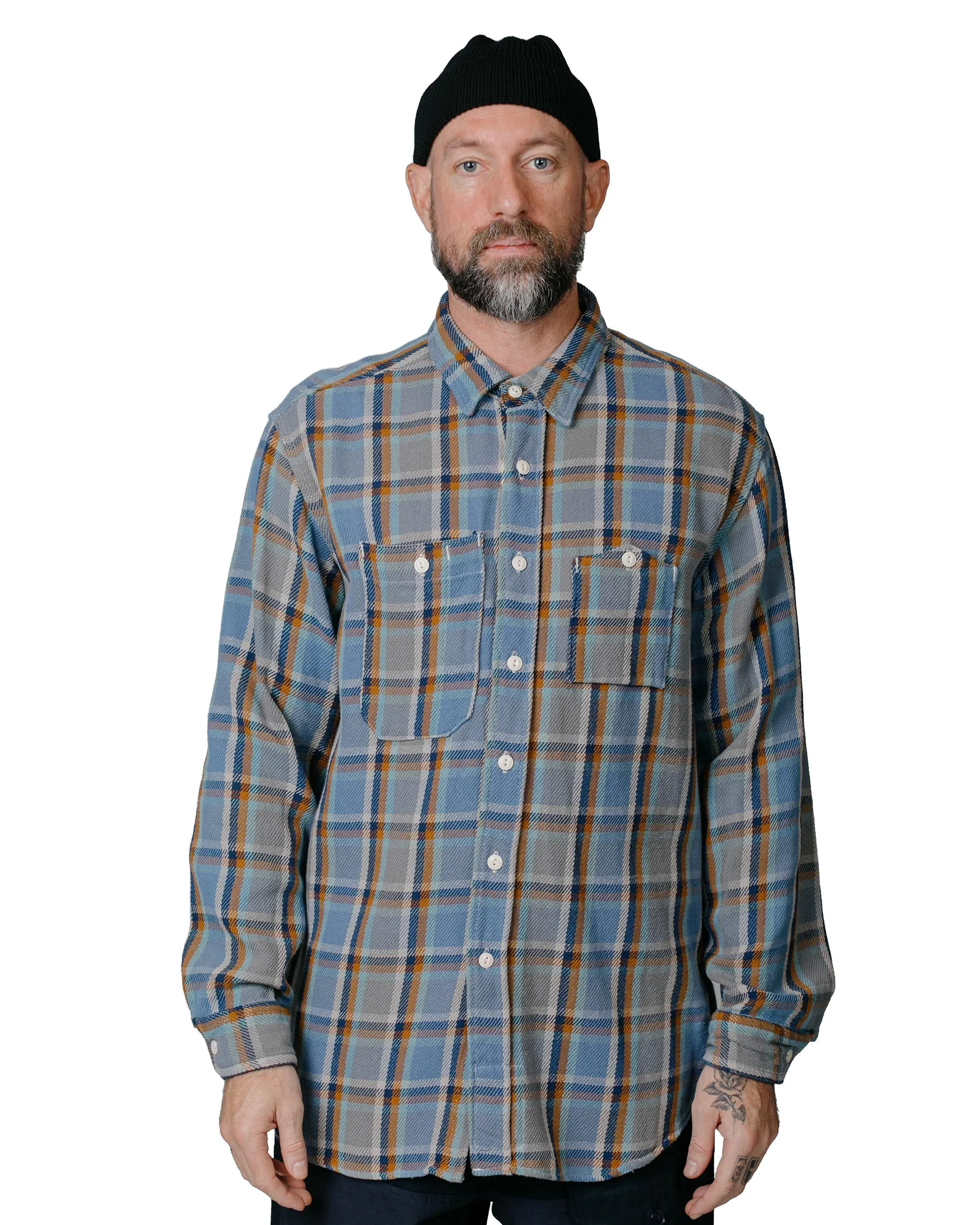 Engineered Garments Work Shirt Blue Cotton Heavy Twill Plaid sold by Lost & Found product image thumbnail 2