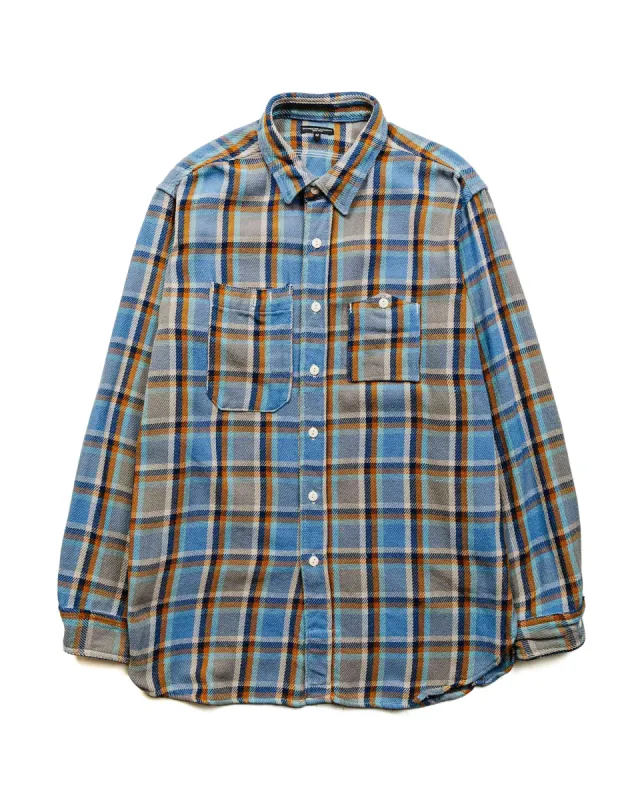 Engineered Garments Work Shirt Blue Cotton Heavy Twill Plaid sold by Lost & Found