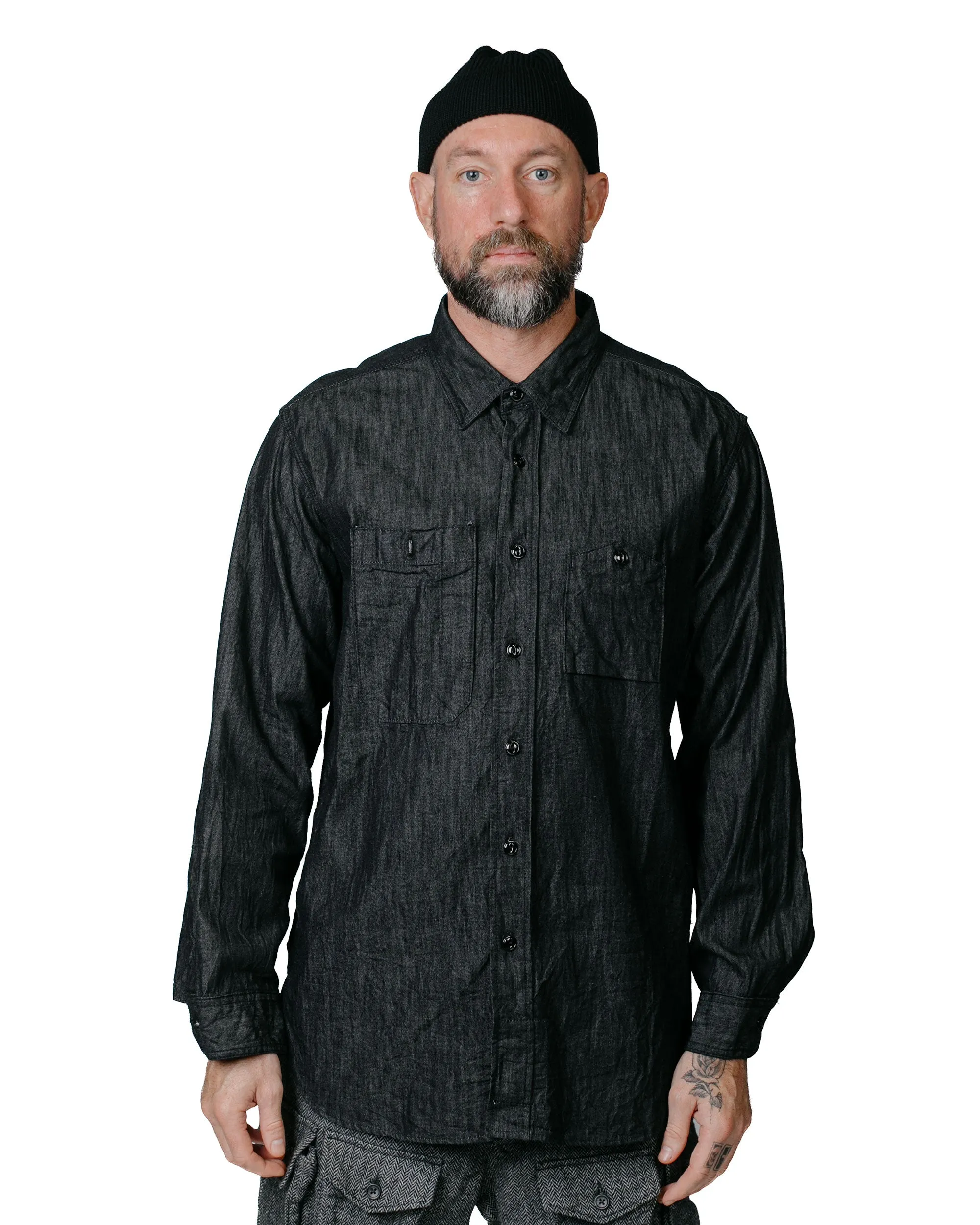 Engineered Garments Work Shirt Black Cotton Denim Shirting sold by Lost & Found product image thumbnail 2