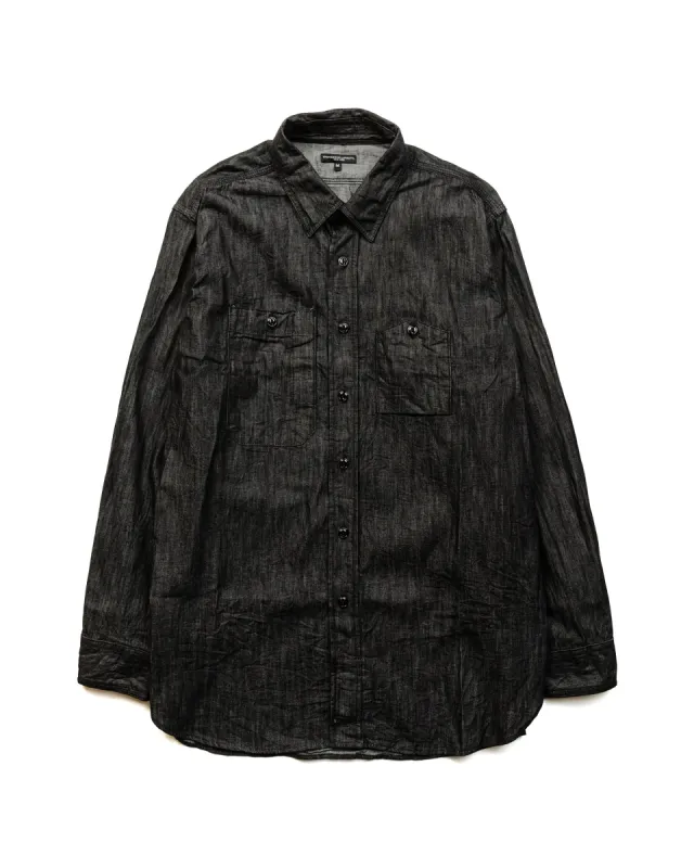 Engineered Garments Work Shirt Black Cotton Denim Shirting sold by Lost & Found