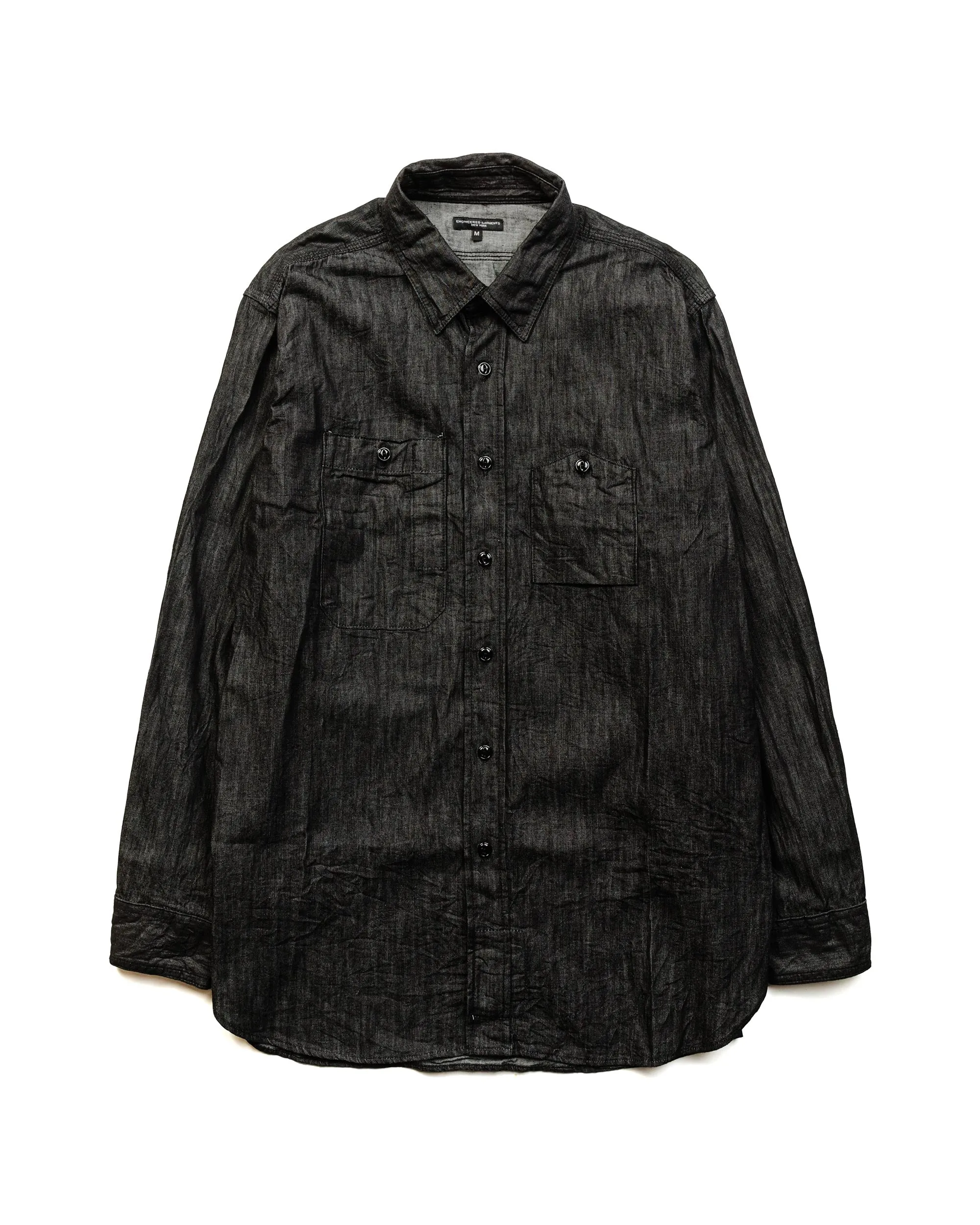 Engineered Garments Work Shirt Black Cotton Denim Shirting sold by Lost & Found