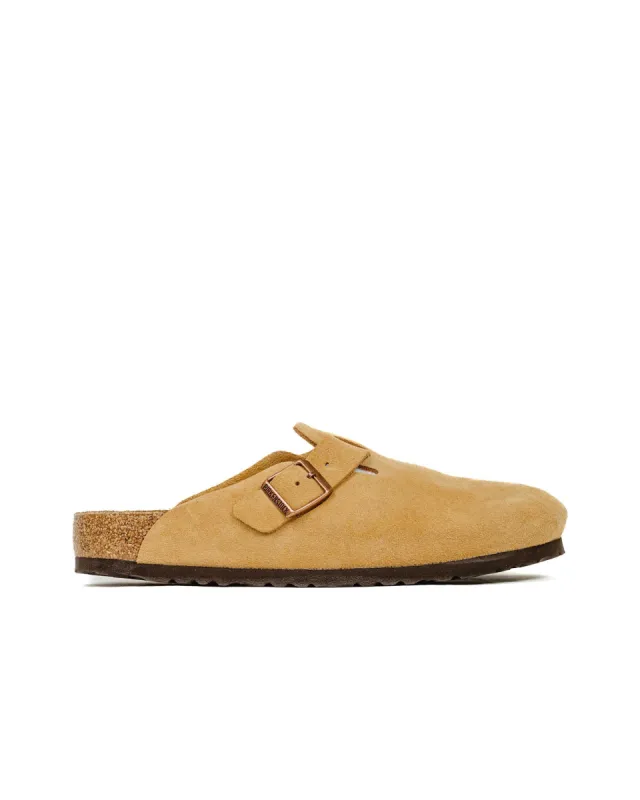 Birkenstock Boston Latte Cream Suede sold by Lost & Found
