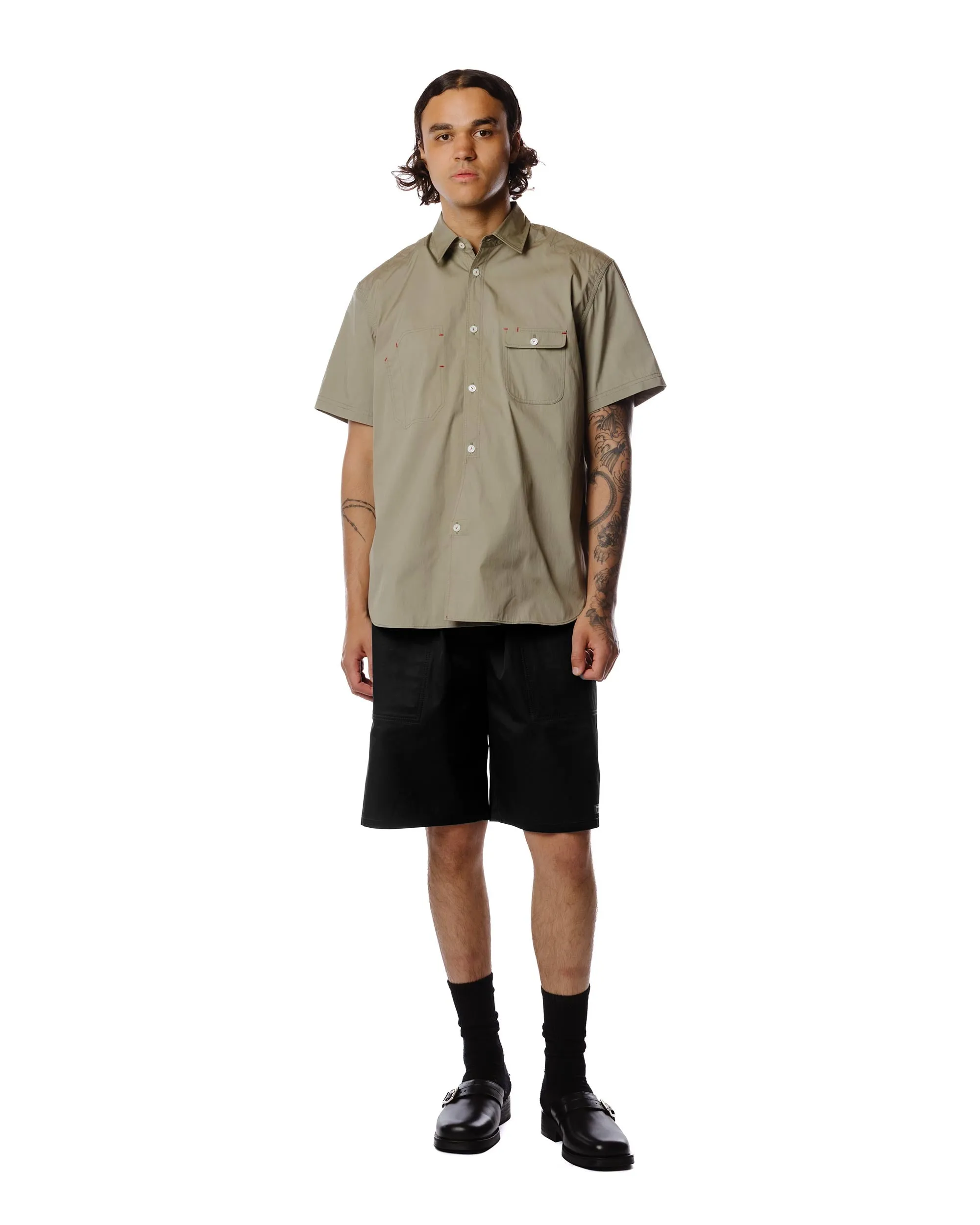 Junya Watanabe MAN Cotton Nylon Work Shirt Khaki sold by Lost & Found product image thumbnail 2