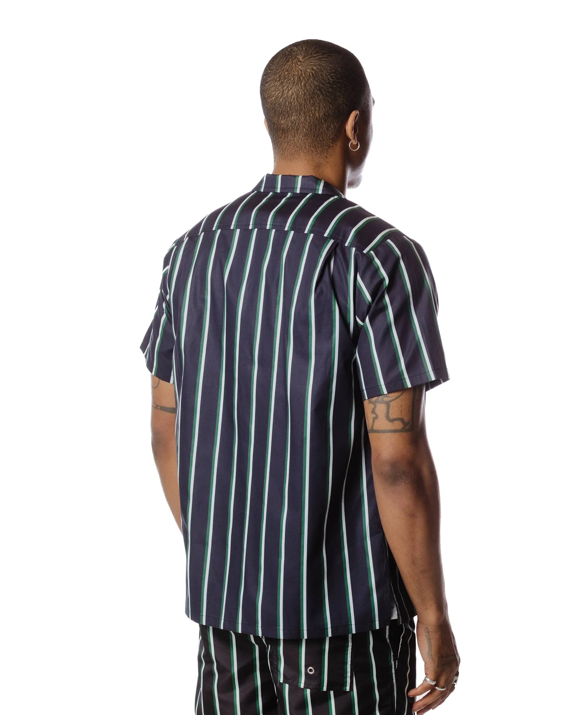 Bather Green & White Fine Stripe Camp Shirt sold by Lost & Found product image thumbnail 4