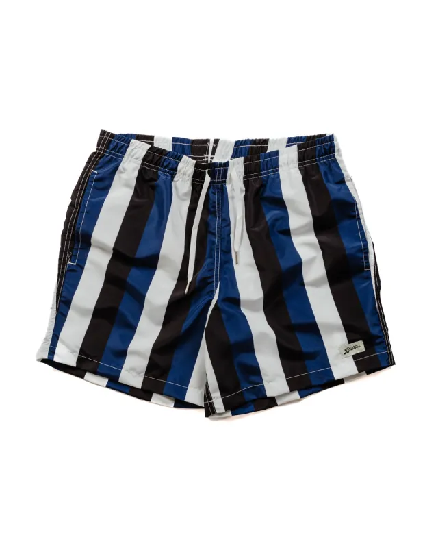 Bather Blue & Black Fine Stripe Swim Trunk sold by Lost & Found