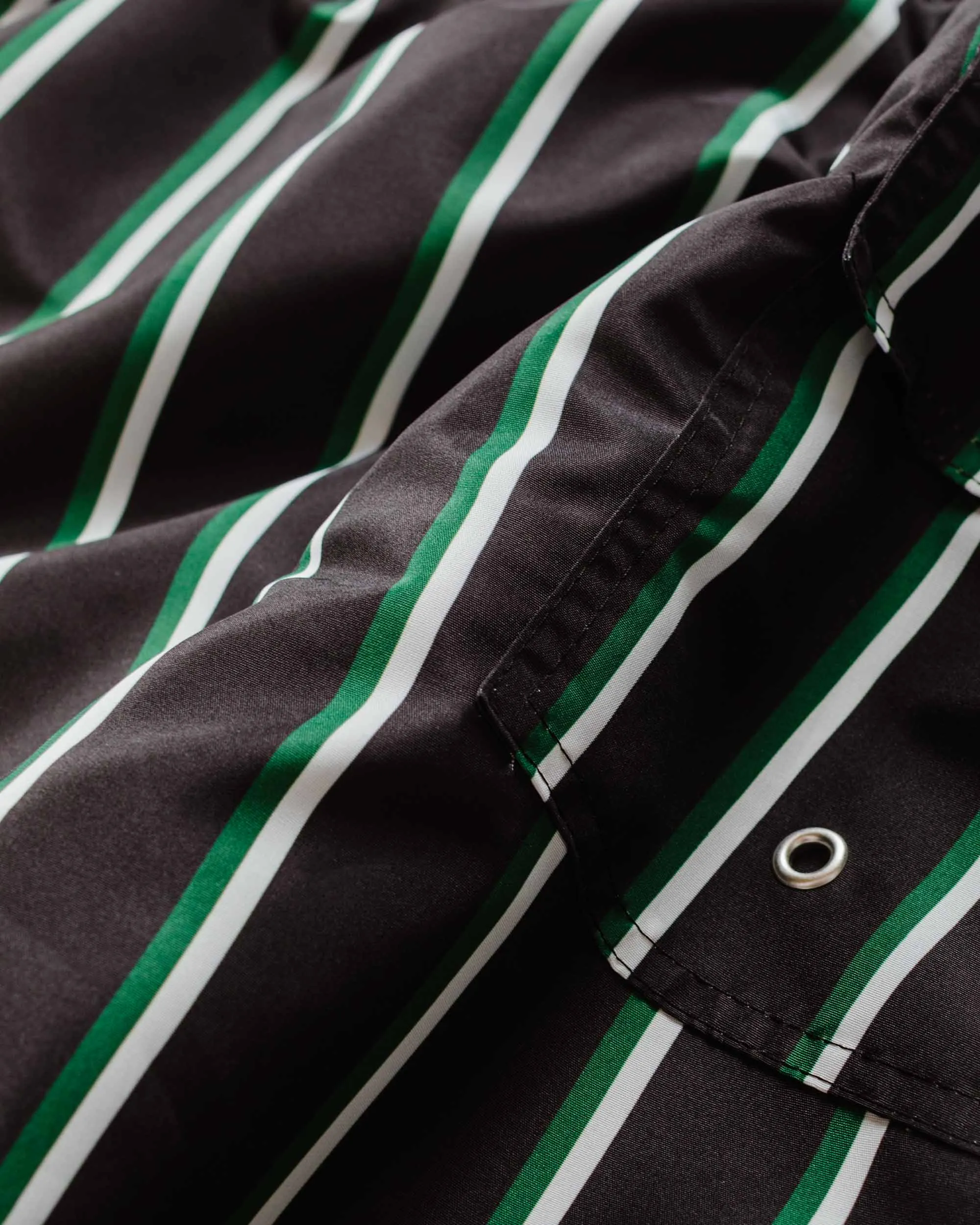 Bather Green & White Fine Stripe Swim Trunk sold by Lost & Found product image thumbnail 5