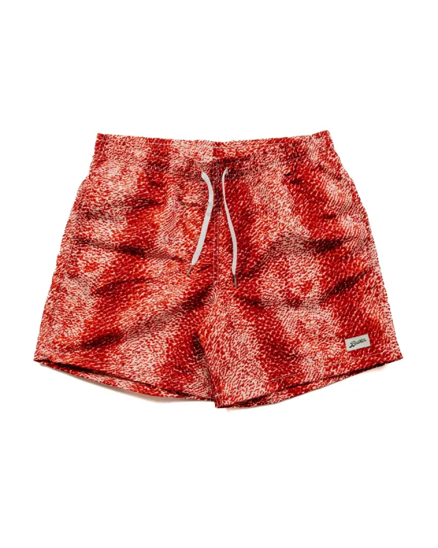 Bather Red Painted Moss Swim Trunk sold by Lost & Found