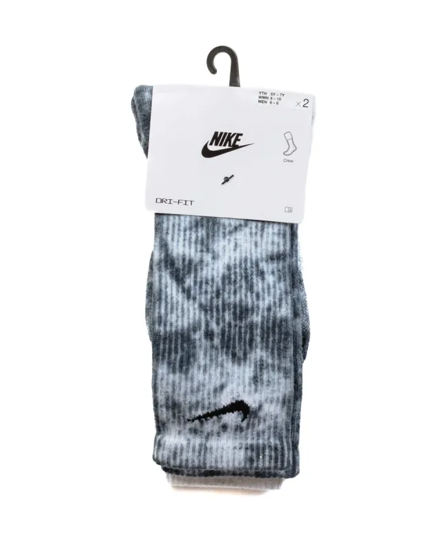 Nike Everyday Plus Cushioned Tie-Dye Crew Socks Grey (2 Pack) sold by Lost & Found