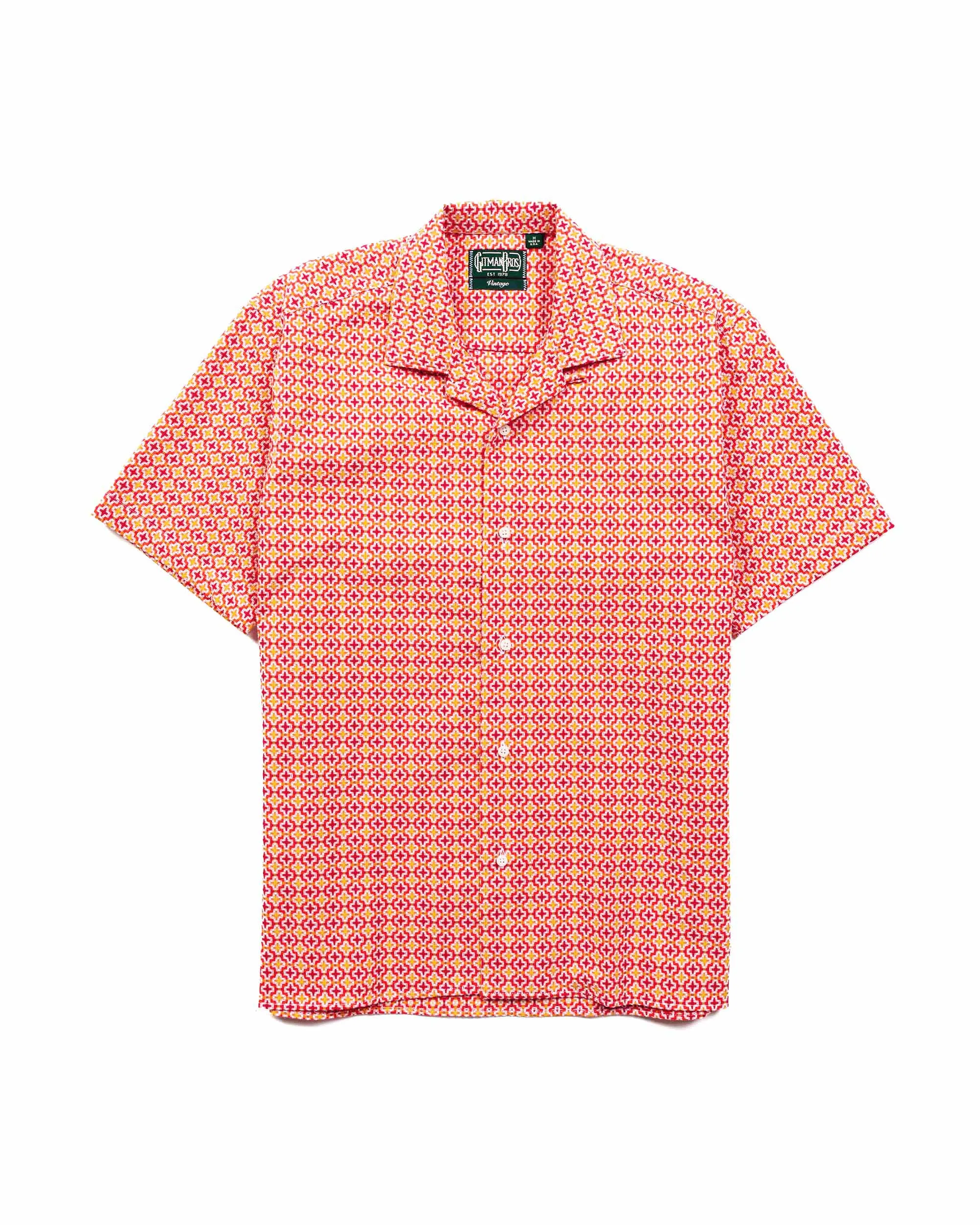 Gitman Vintage Bros. Summer Ready Jacquard Camp Collar Shirt Red sold by Lost & Found