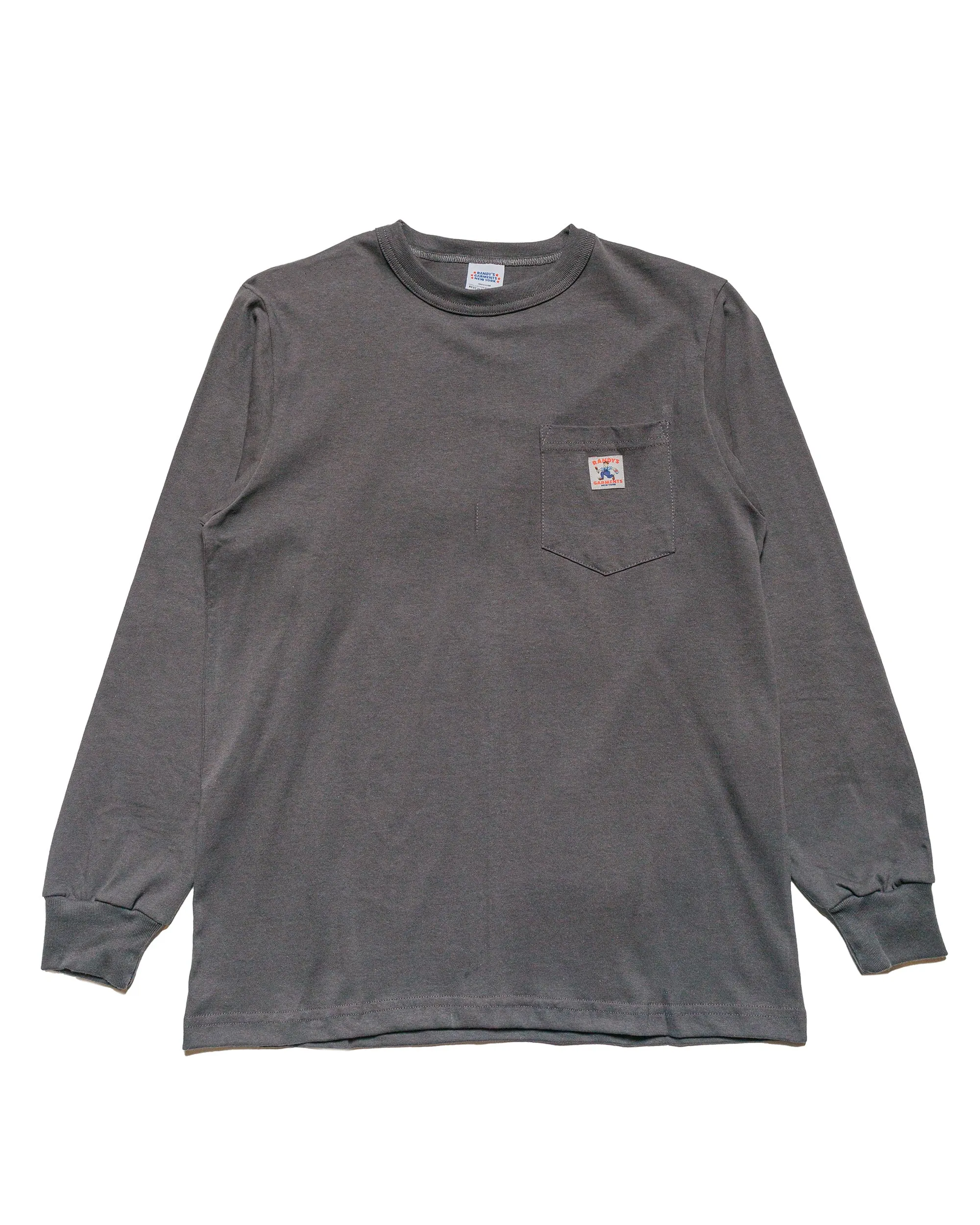 Randy's Garments Long-Sleeve Pocket Tee Grey sold by Lost & Found