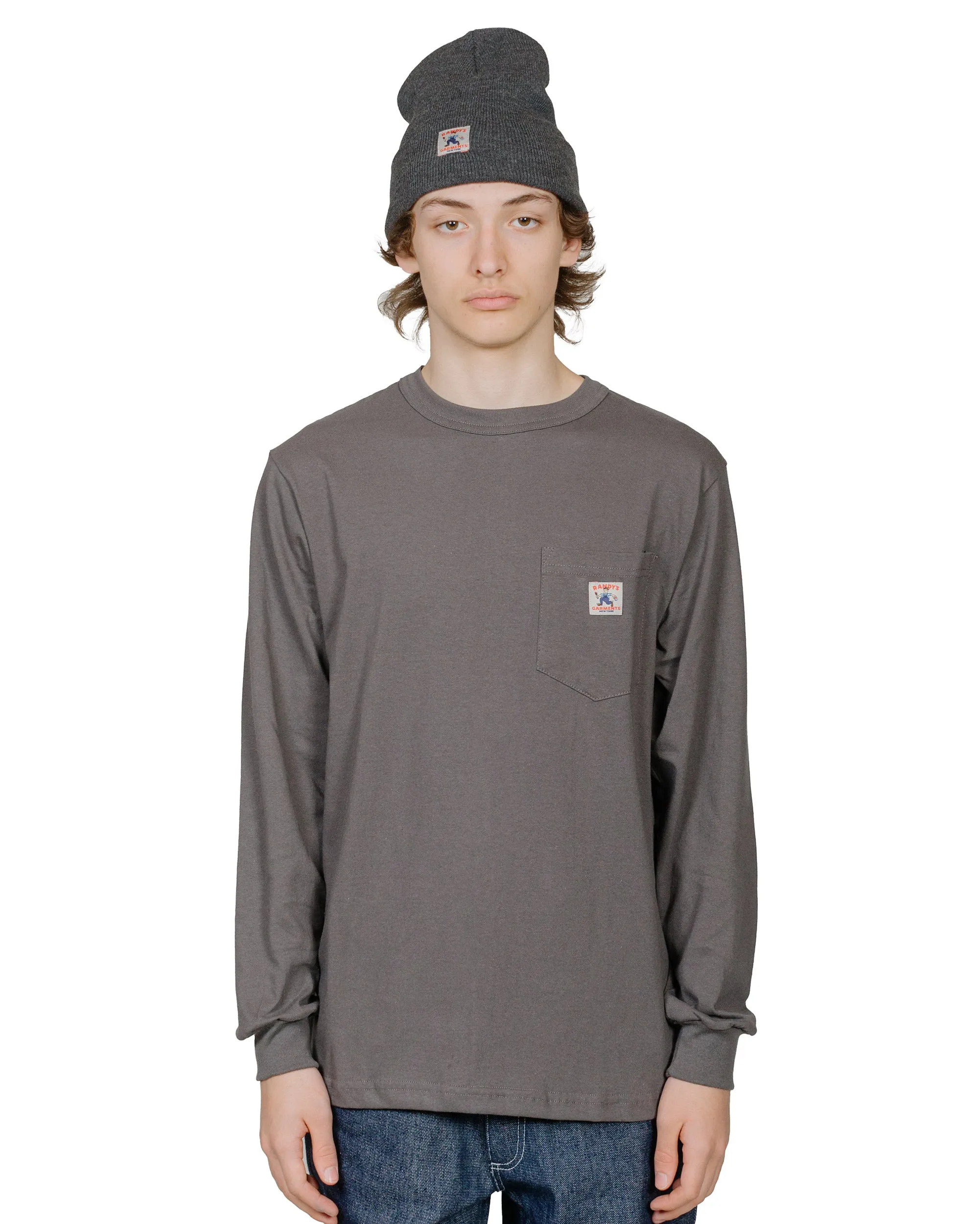 Randy's Garments Long-Sleeve Pocket Tee Grey sold by Lost & Found product image thumbnail 2