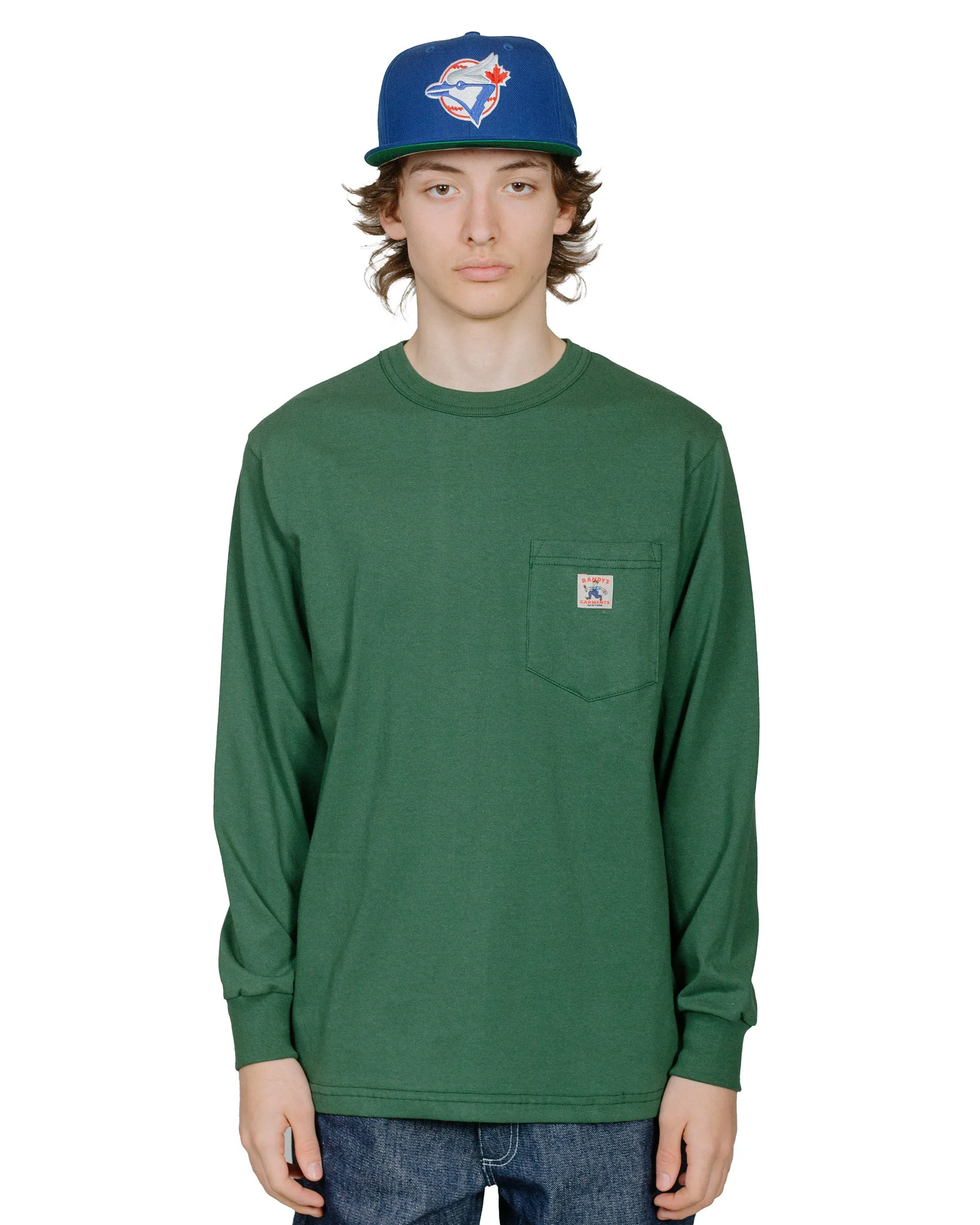 Randy's Garments Long-Sleeve Pocket Tee Dark Green sold by Lost & Found product image thumbnail 2