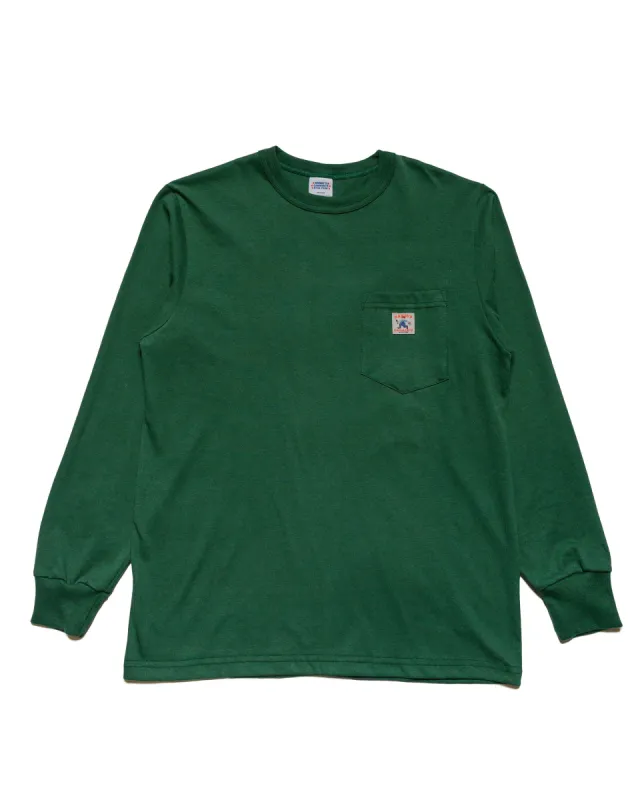 Randy's Garments Long-Sleeve Pocket Tee Dark Green sold by Lost & Found