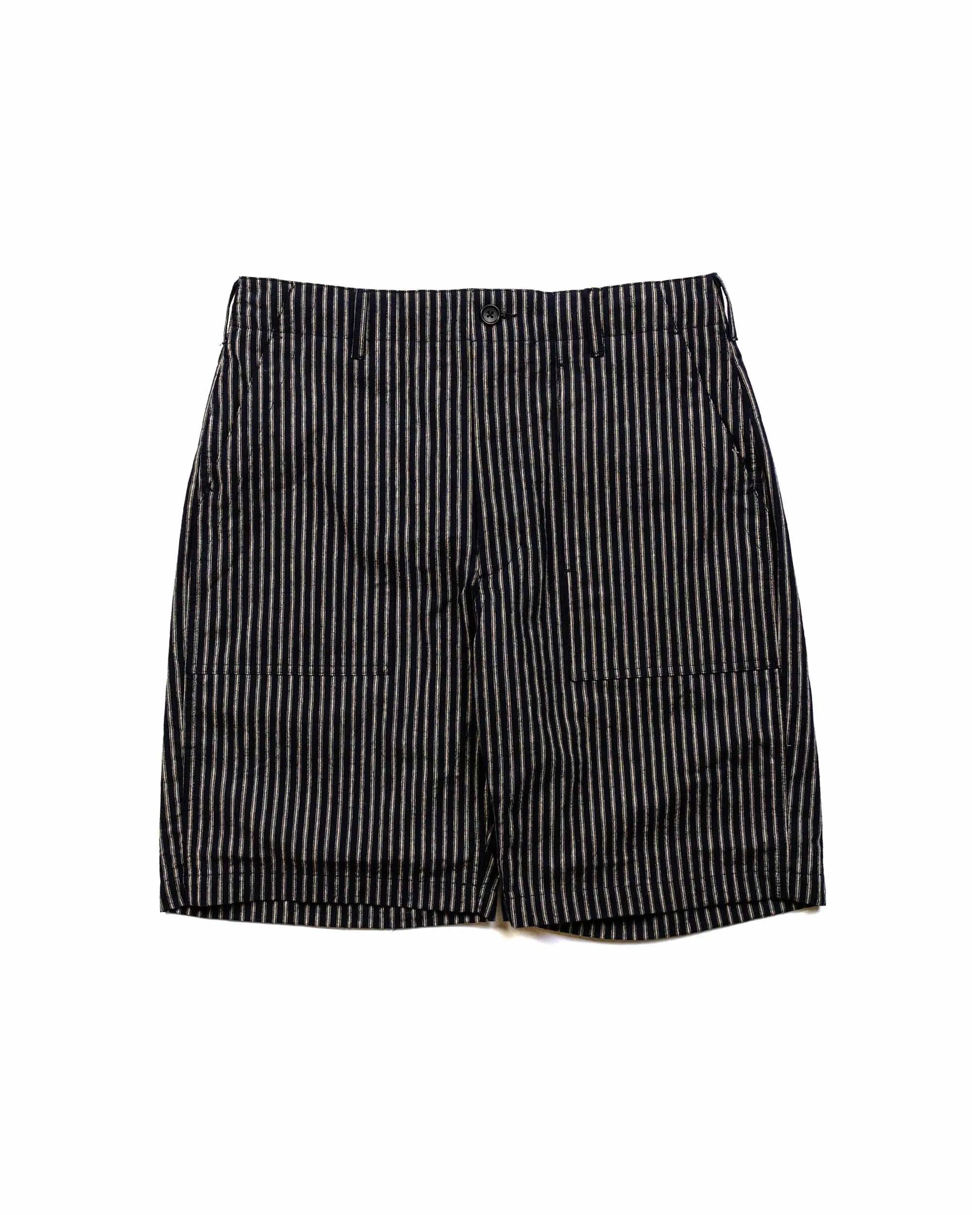 Engineered Garments Fatigue Short Navy/Grey LC Stripe sold by Lost & Found
