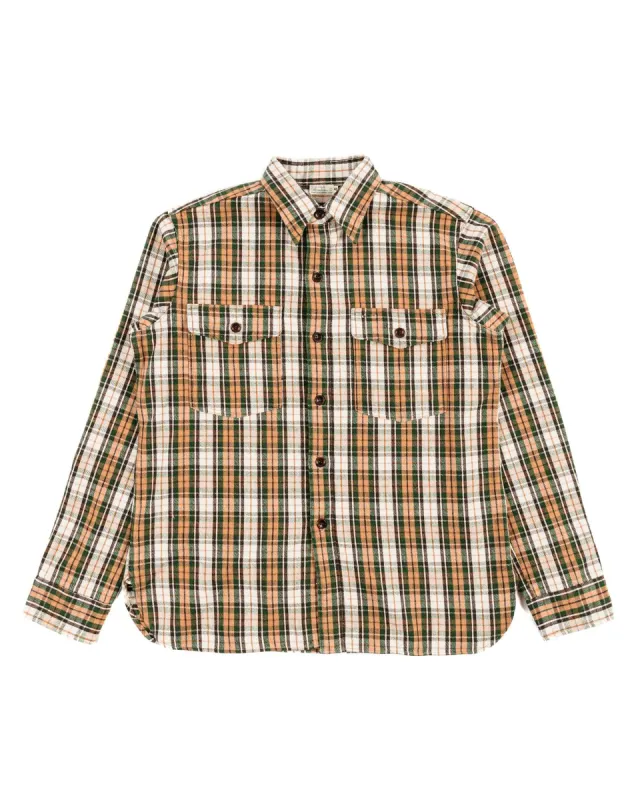 Warehouse Lot. 3022 Flannel Shirt With Chinstrap H Pattern Salmon (One Wash) sold by Lost & Found
