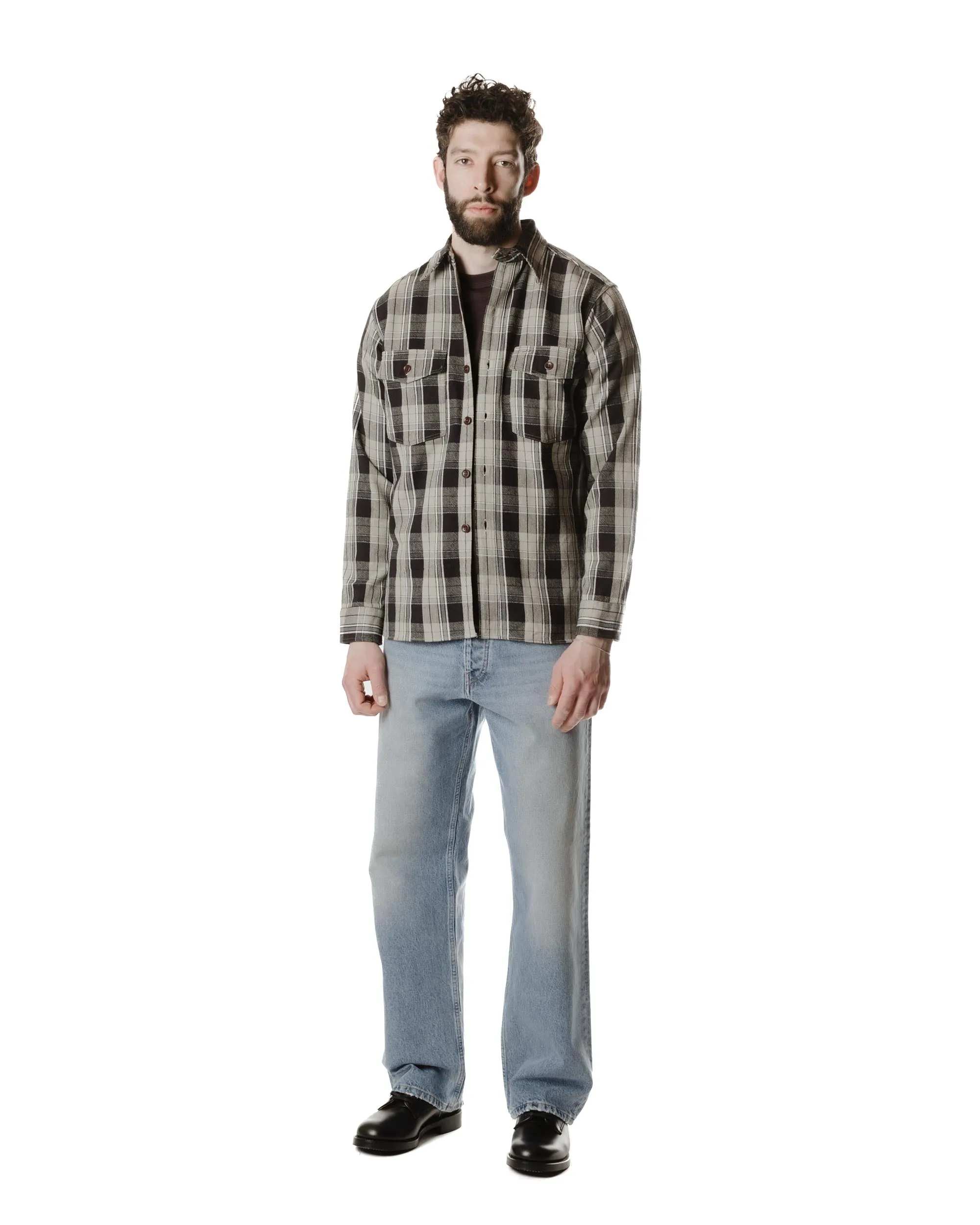 Warehouse Lot. 3022 Flannel Shirt With Chinstrap G Pattern Grey (One Wash) sold by Lost & Found product image thumbnail 2