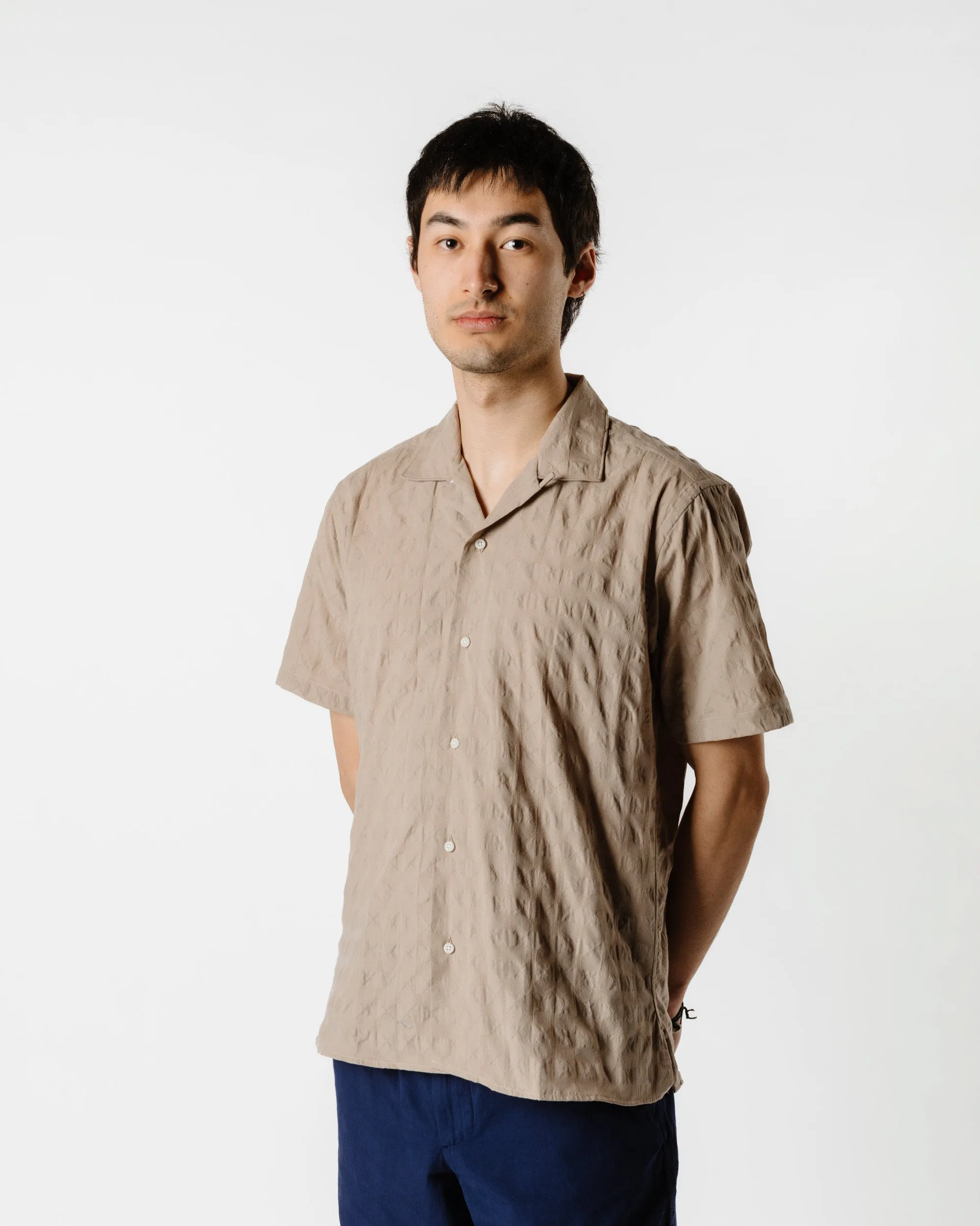 Gitman Vintage Bros. Tan Japanese Ripple Jacquard Camp Collar Shirt sold by Lost & Found product image thumbnail 3